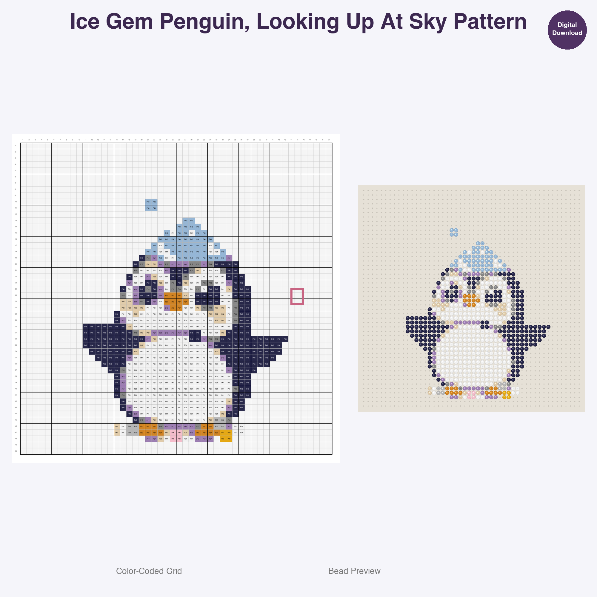 Arctic Ice Gem Critters Perler Bead Patterns, 48 Designs x 3 Grid Sizes (29x29 + 50x50 + 128x128), Fuse Bead PDF Digital Download