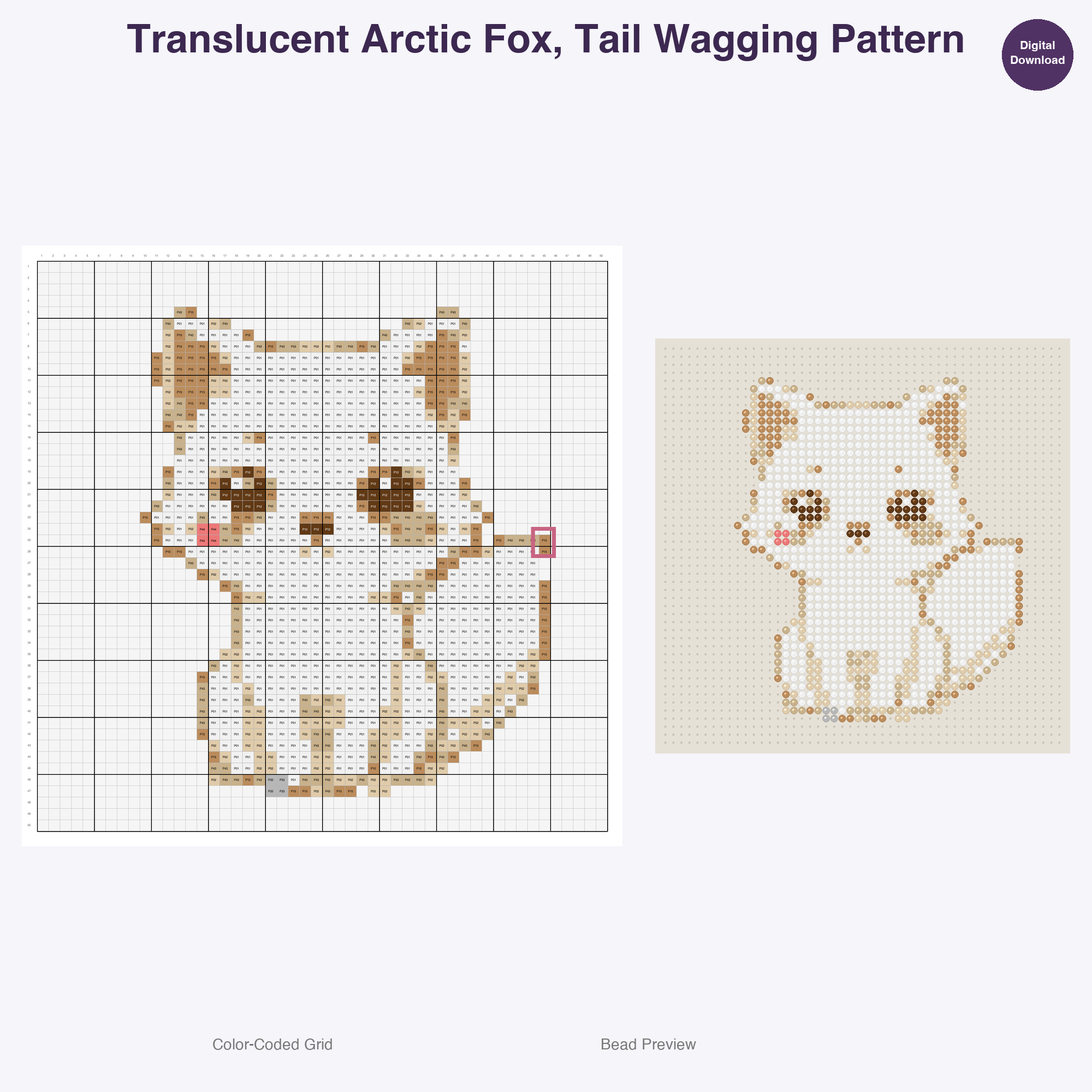 Arctic Ice Gem Critters Perler Bead Patterns, 48 Designs x 3 Grid Sizes (29x29 + 50x50 + 128x128), Fuse Bead PDF Digital Download