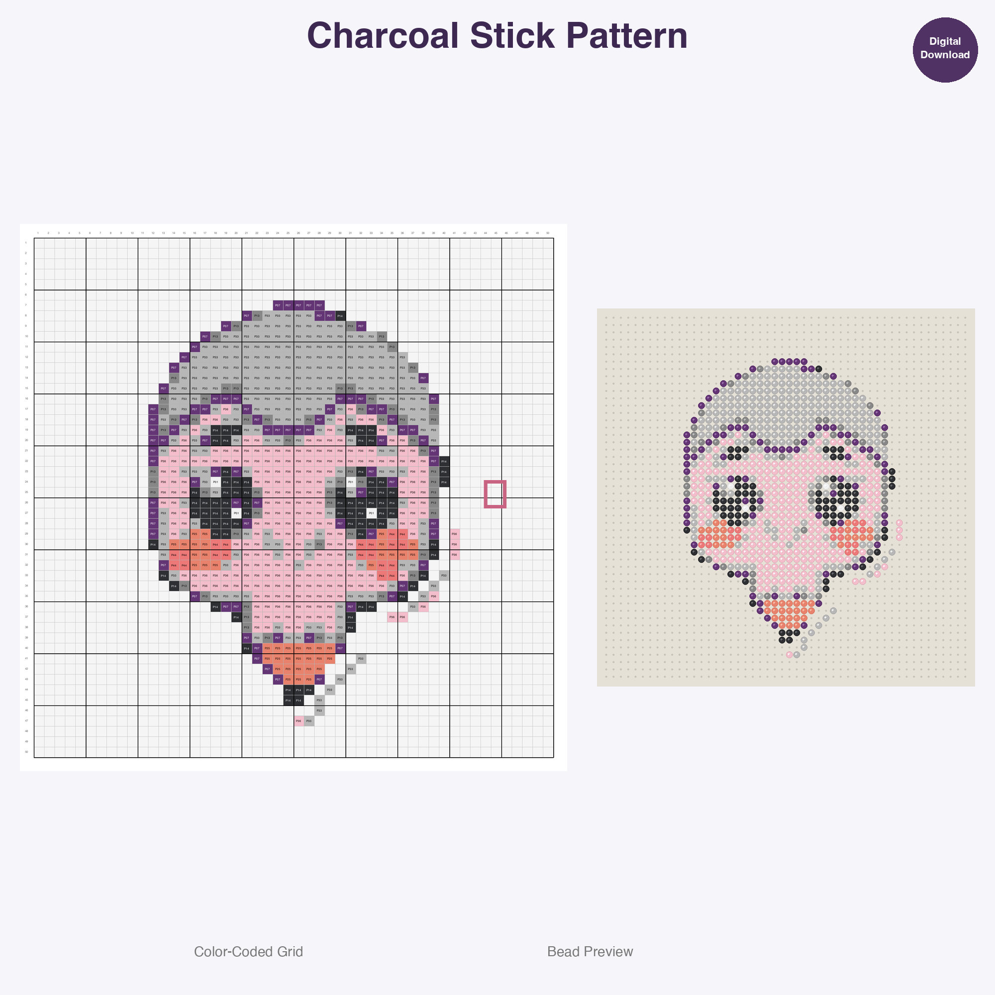 Art Studio Supplies Perler Bead Patterns Bundle, 48 Designs (PDF Digital Download)