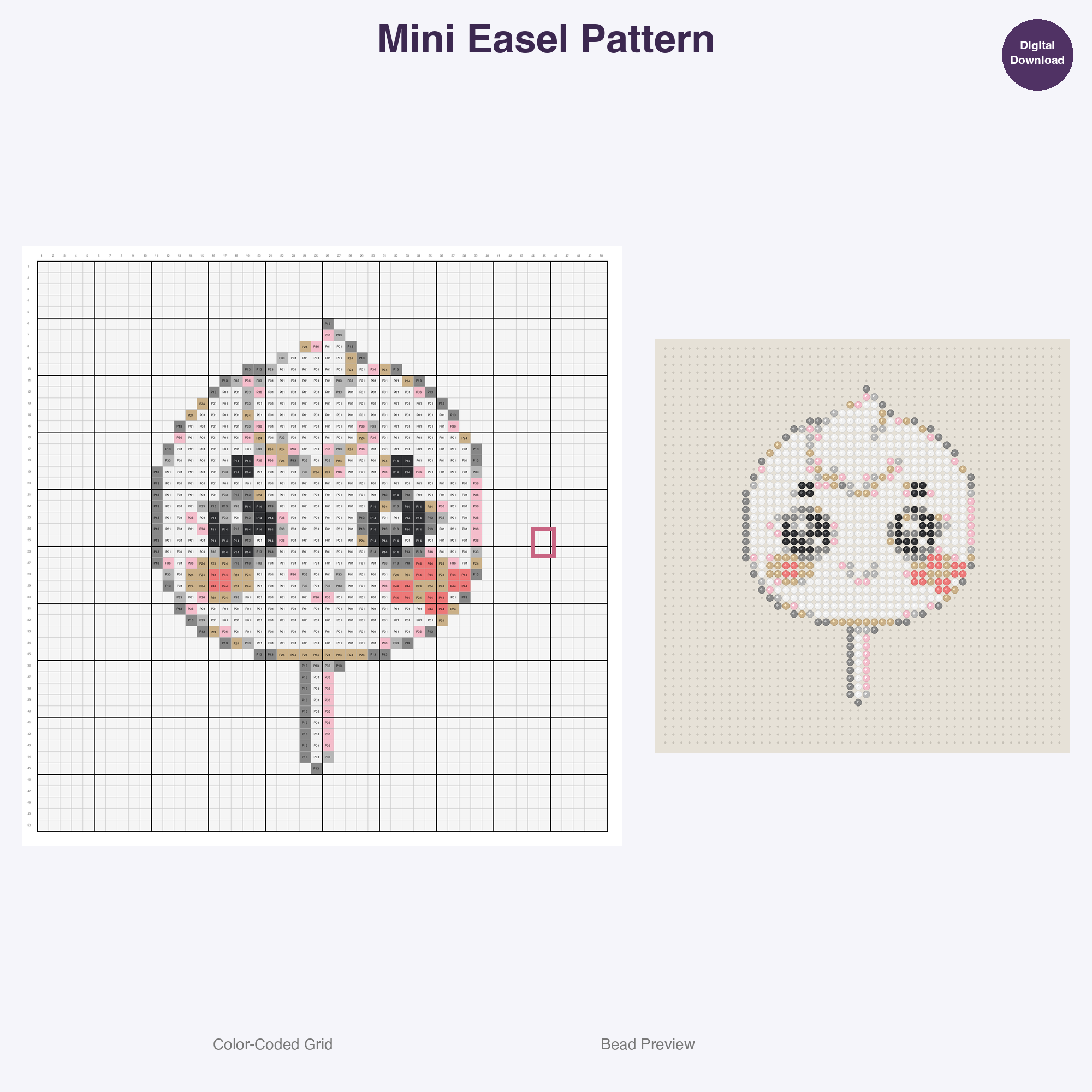 Art Studio Supplies Perler Bead Patterns Bundle, 48 Designs (PDF Digital Download)