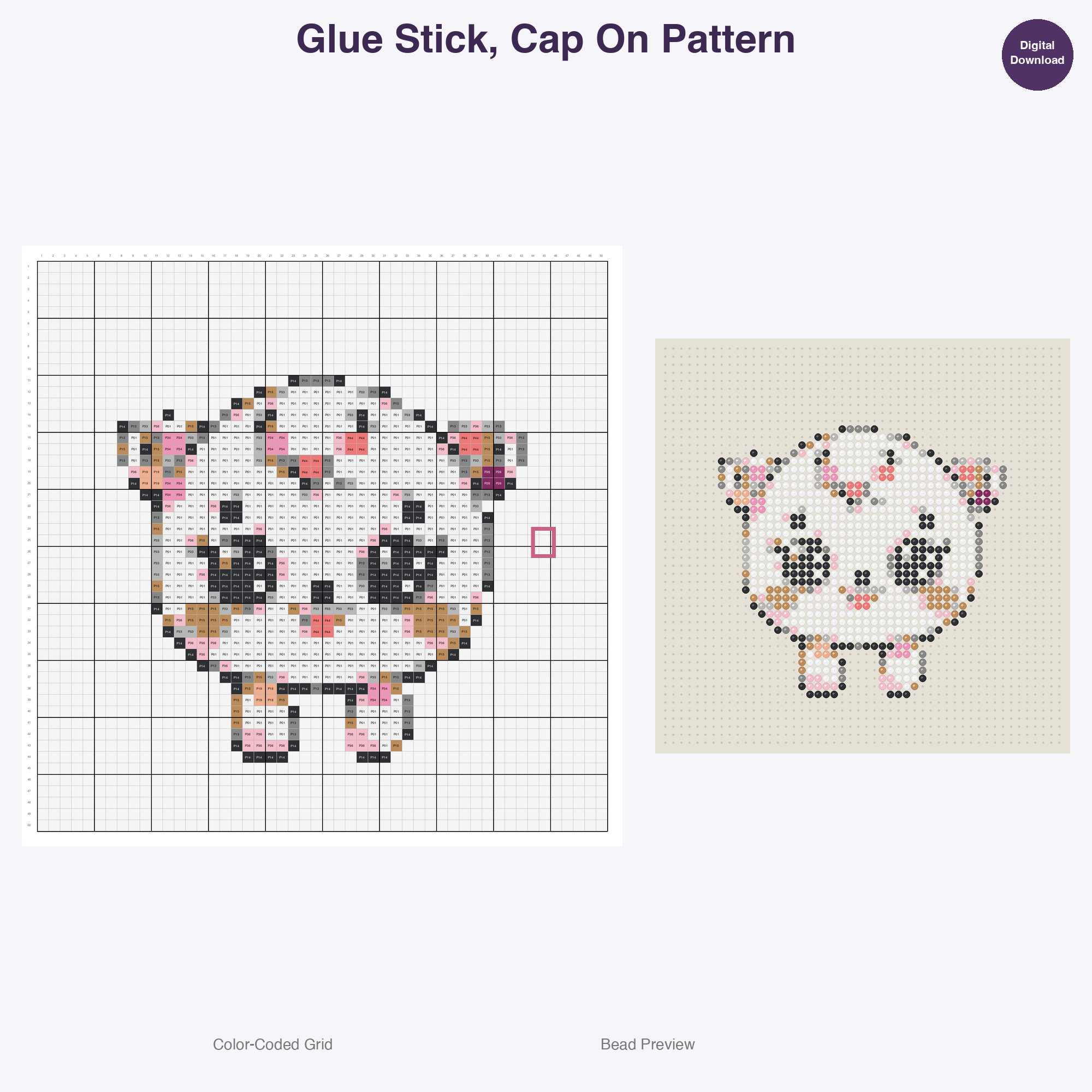Art Studio Supplies Perler Bead Patterns Bundle, 48 Designs (PDF Digital Download)