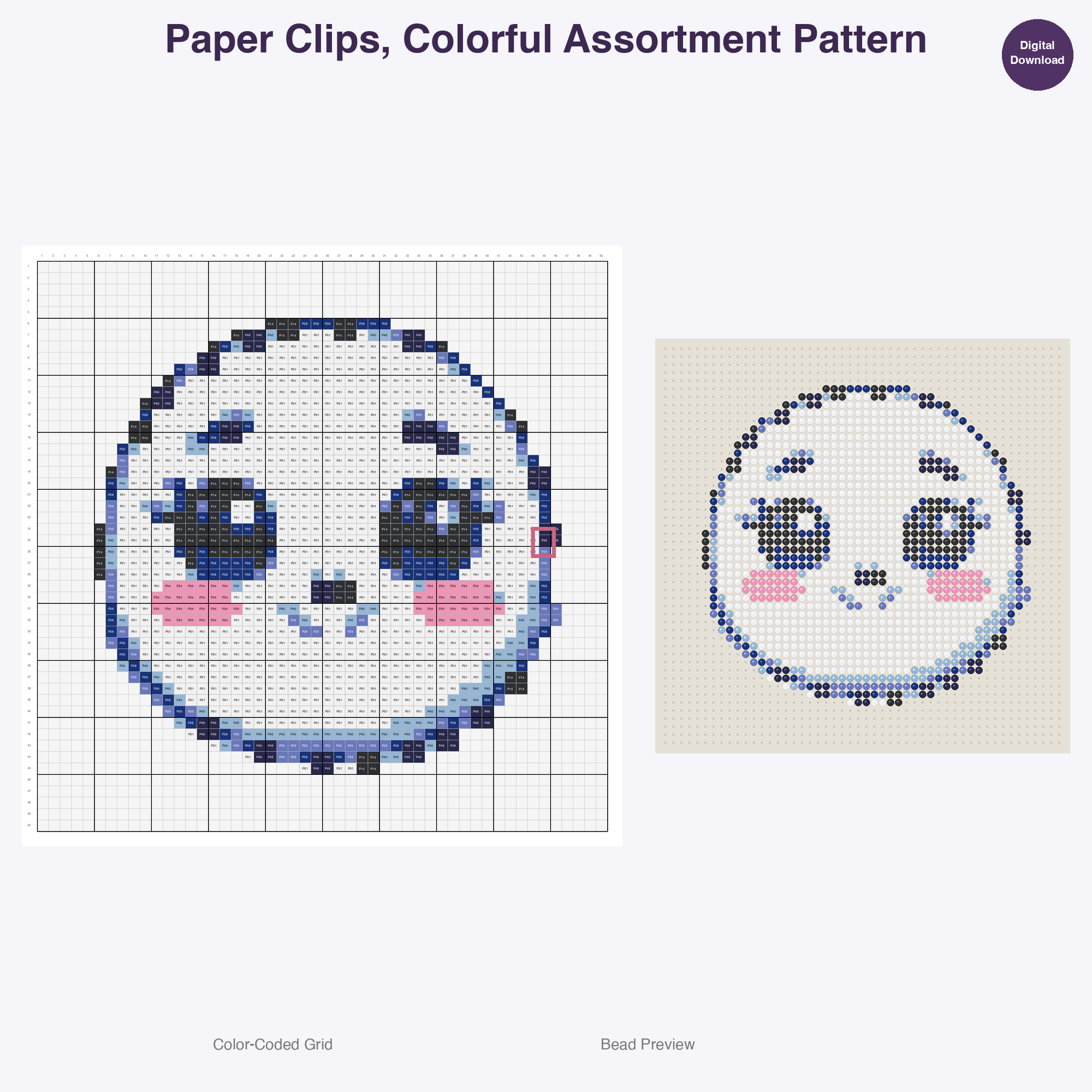 Art Studio Supplies Perler Bead Patterns Bundle, 48 Designs (PDF Digital Download)
