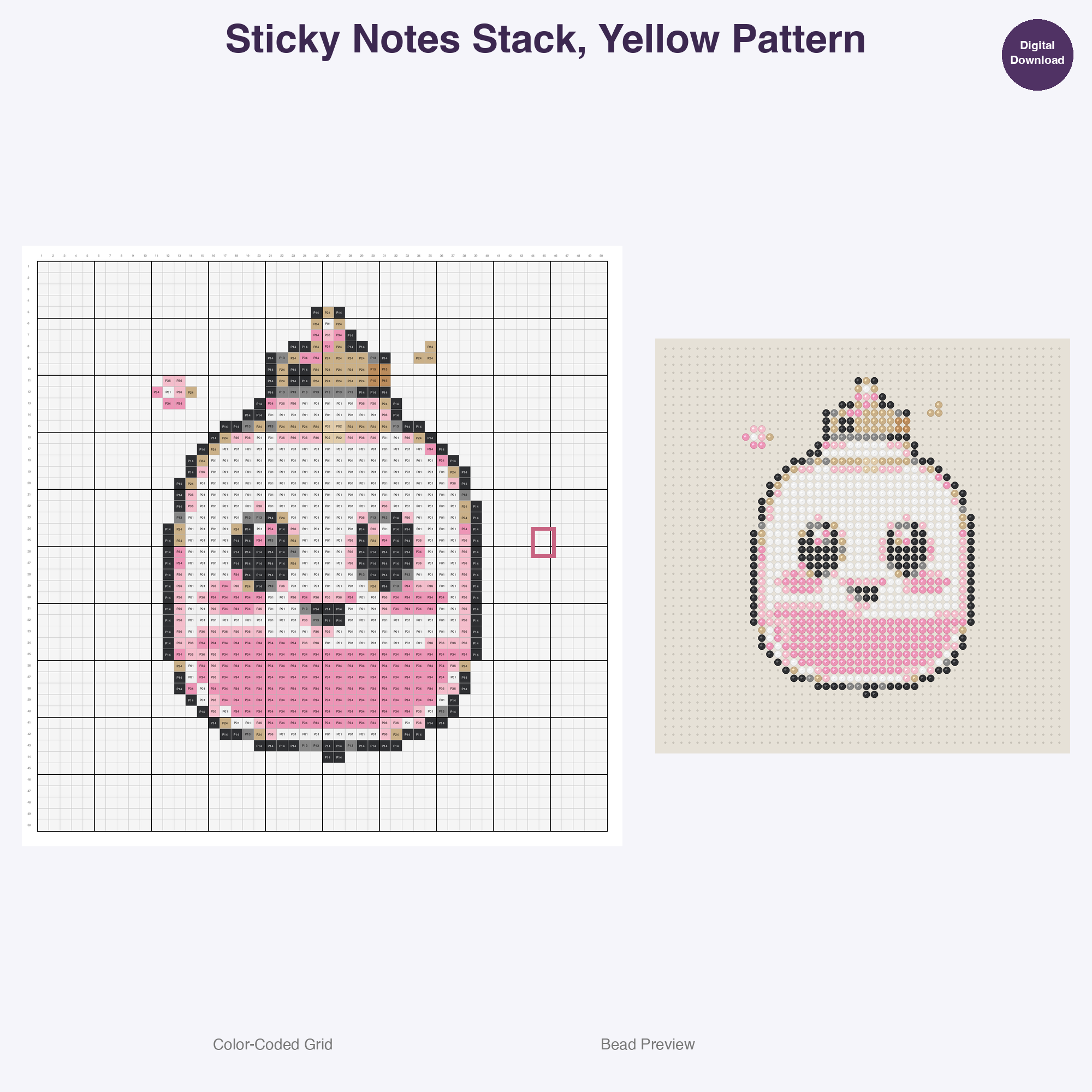 Art Studio Supplies Perler Bead Patterns Bundle, 48 Designs (PDF Digital Download)