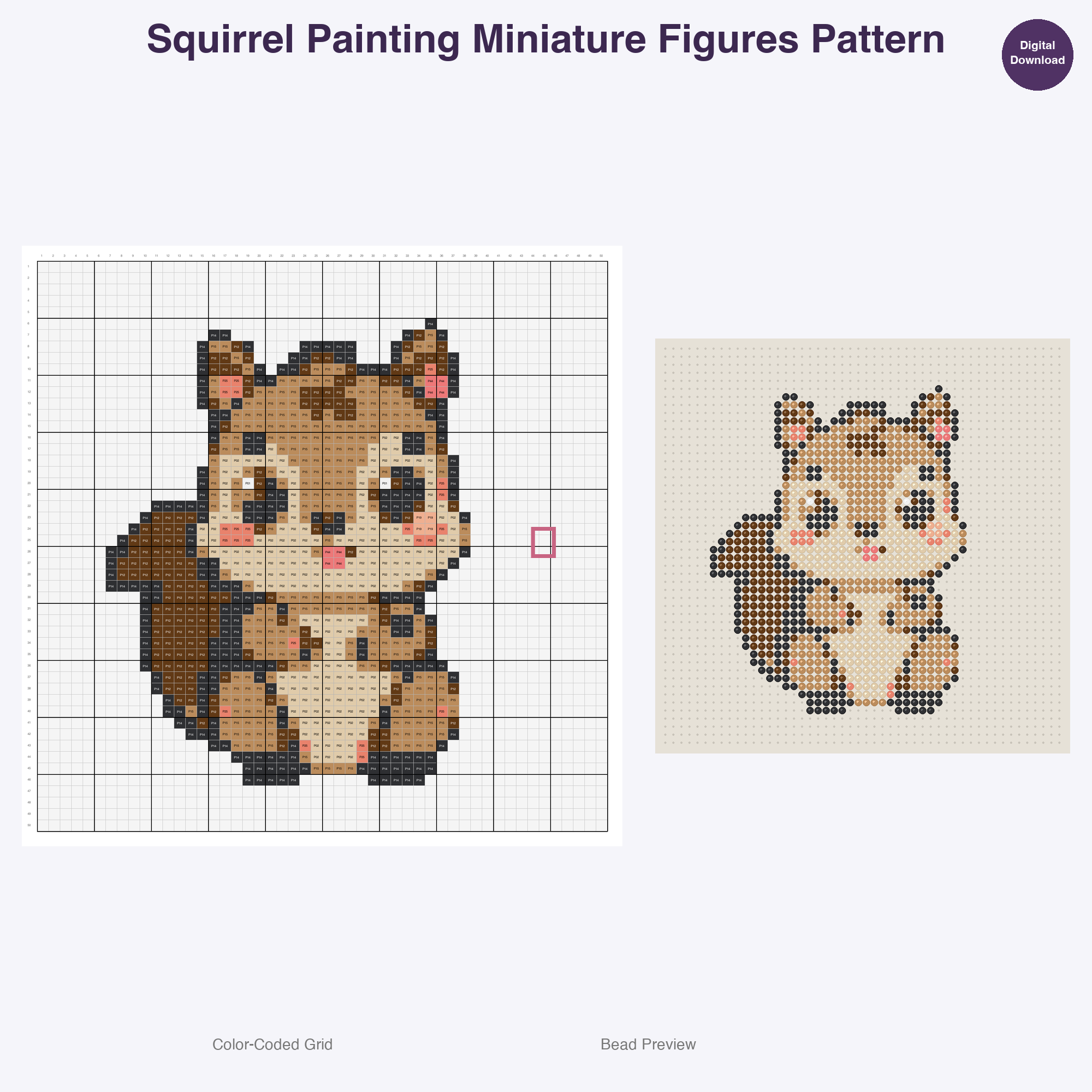 Artsy Critters Creative Hobbies Perler Bead Patterns, 48 Designs x 3 Grid Sizes (29x29 + 50x50 + 128x128), Fuse Bead PDF Digital Download