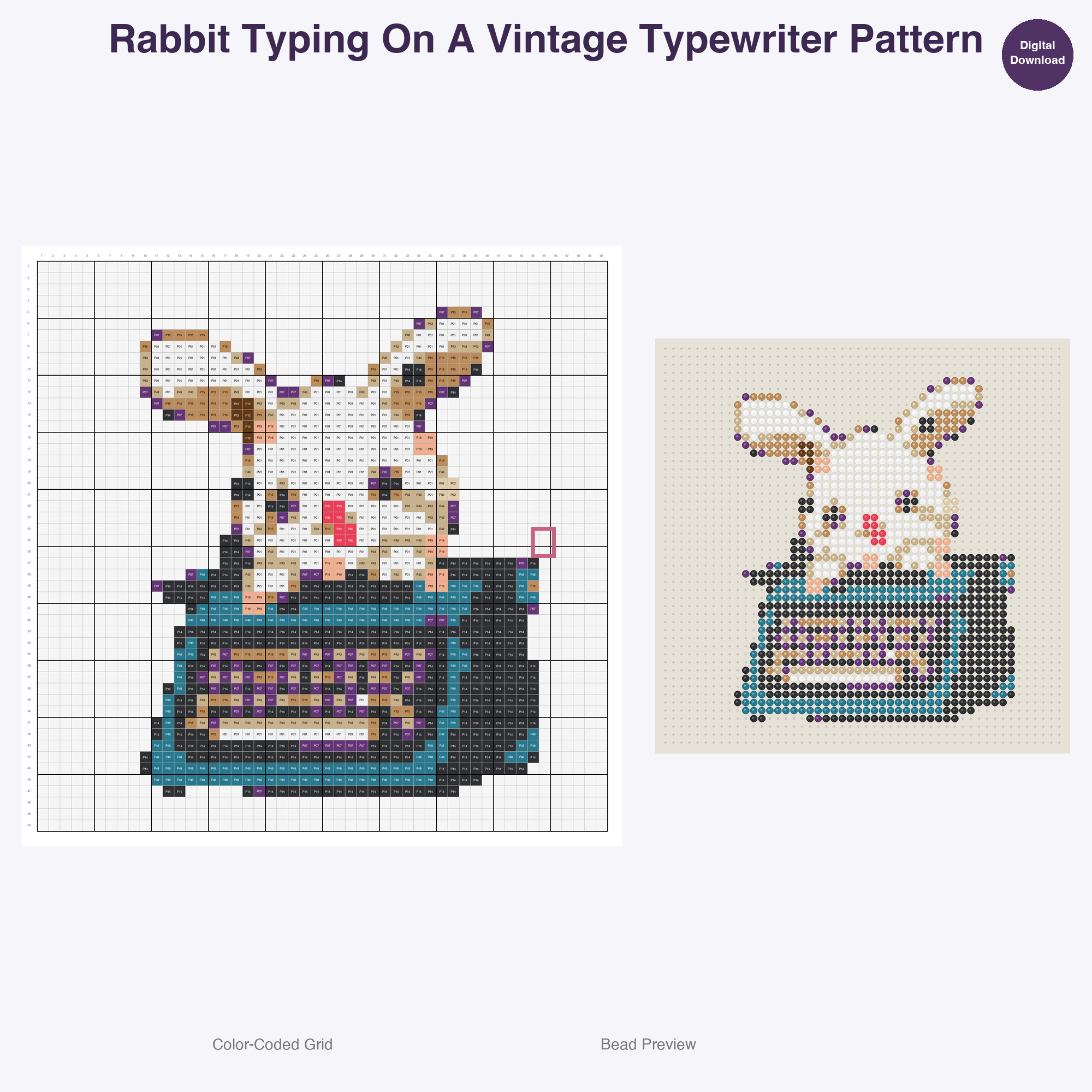 Artsy Critters Creative Hobbies Perler Bead Patterns, 48 Designs x 3 Grid Sizes (29x29 + 50x50 + 128x128), Fuse Bead PDF Digital Download