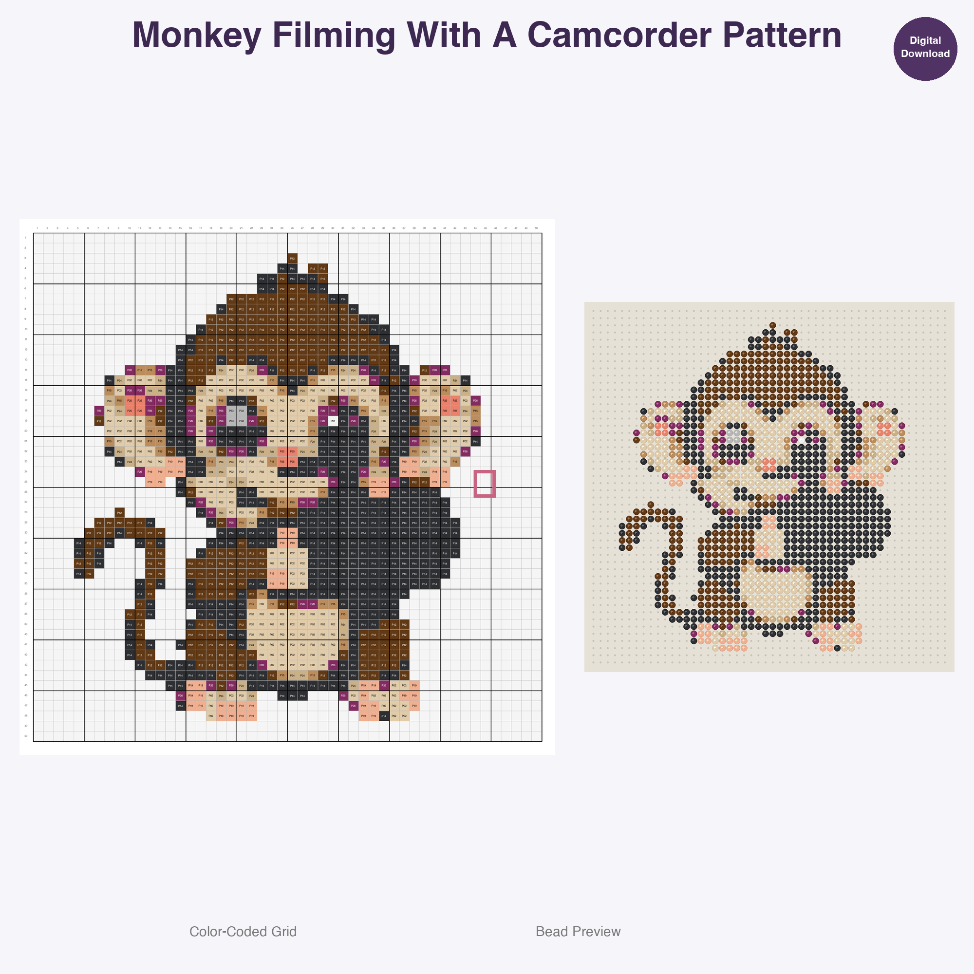Artsy Critters Creative Hobbies Perler Bead Patterns, 48 Designs x 3 Grid Sizes (29x29 + 50x50 + 128x128), Fuse Bead PDF Digital Download