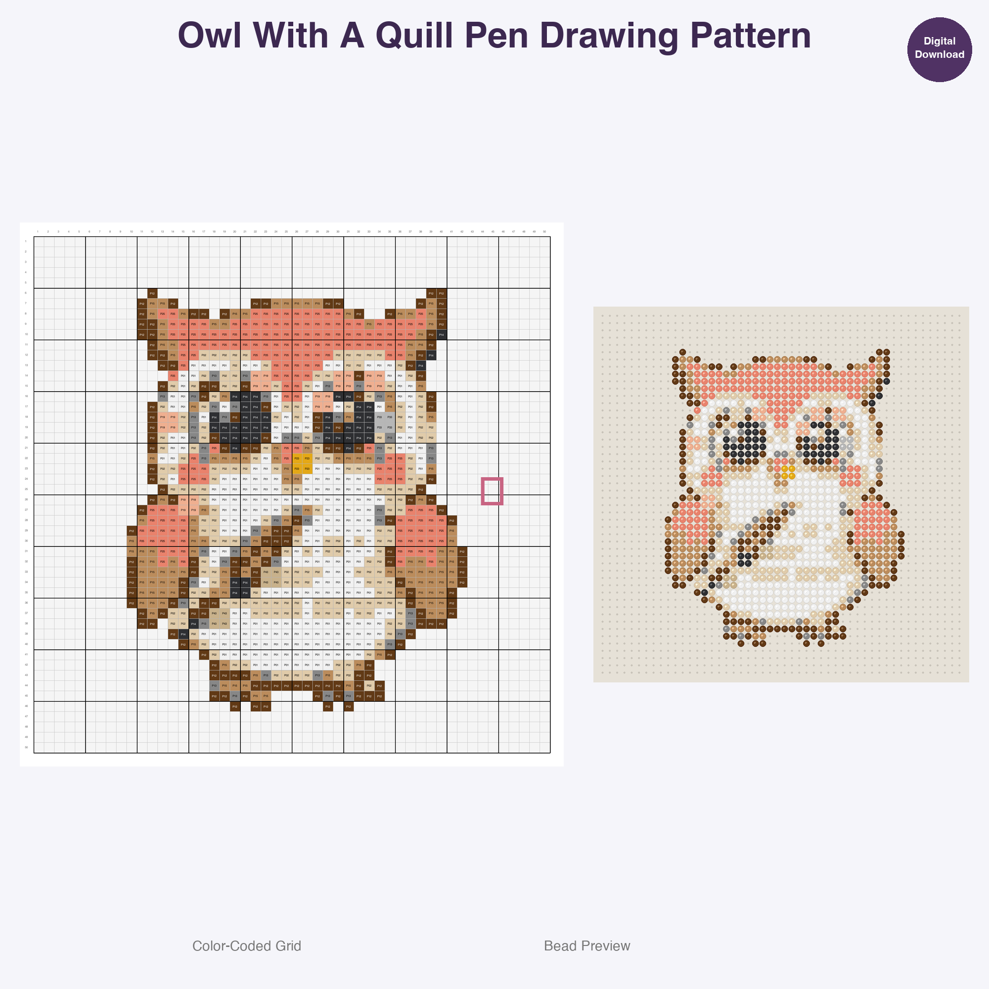 Artsy Critters Creative Hobbies Perler Bead Patterns, 48 Designs x 3 Grid Sizes (29x29 + 50x50 + 128x128), Fuse Bead PDF Digital Download