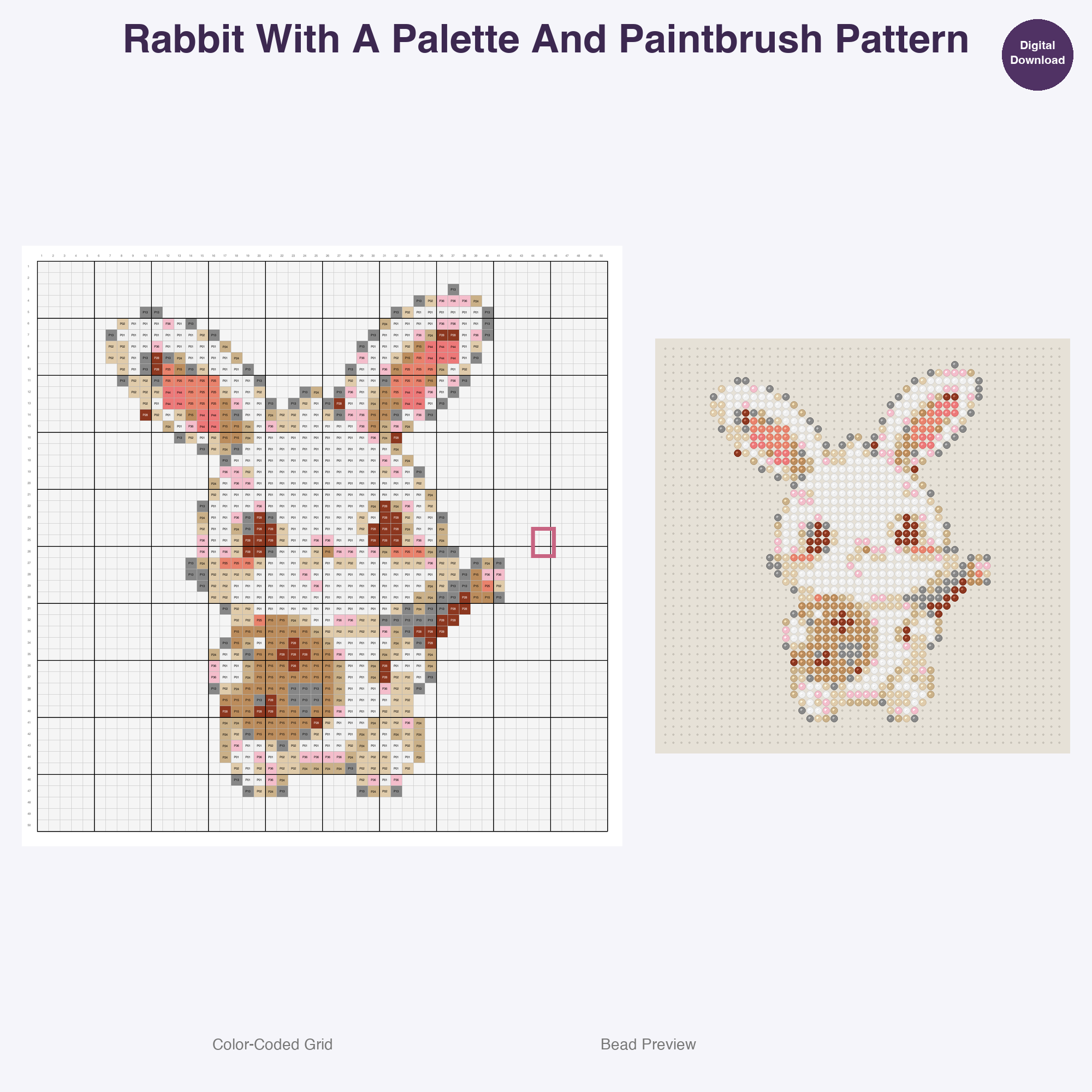 Artsy Critters Creative Hobbies Perler Bead Patterns, 48 Designs x 3 Grid Sizes (29x29 + 50x50 + 128x128), Fuse Bead PDF Digital Download