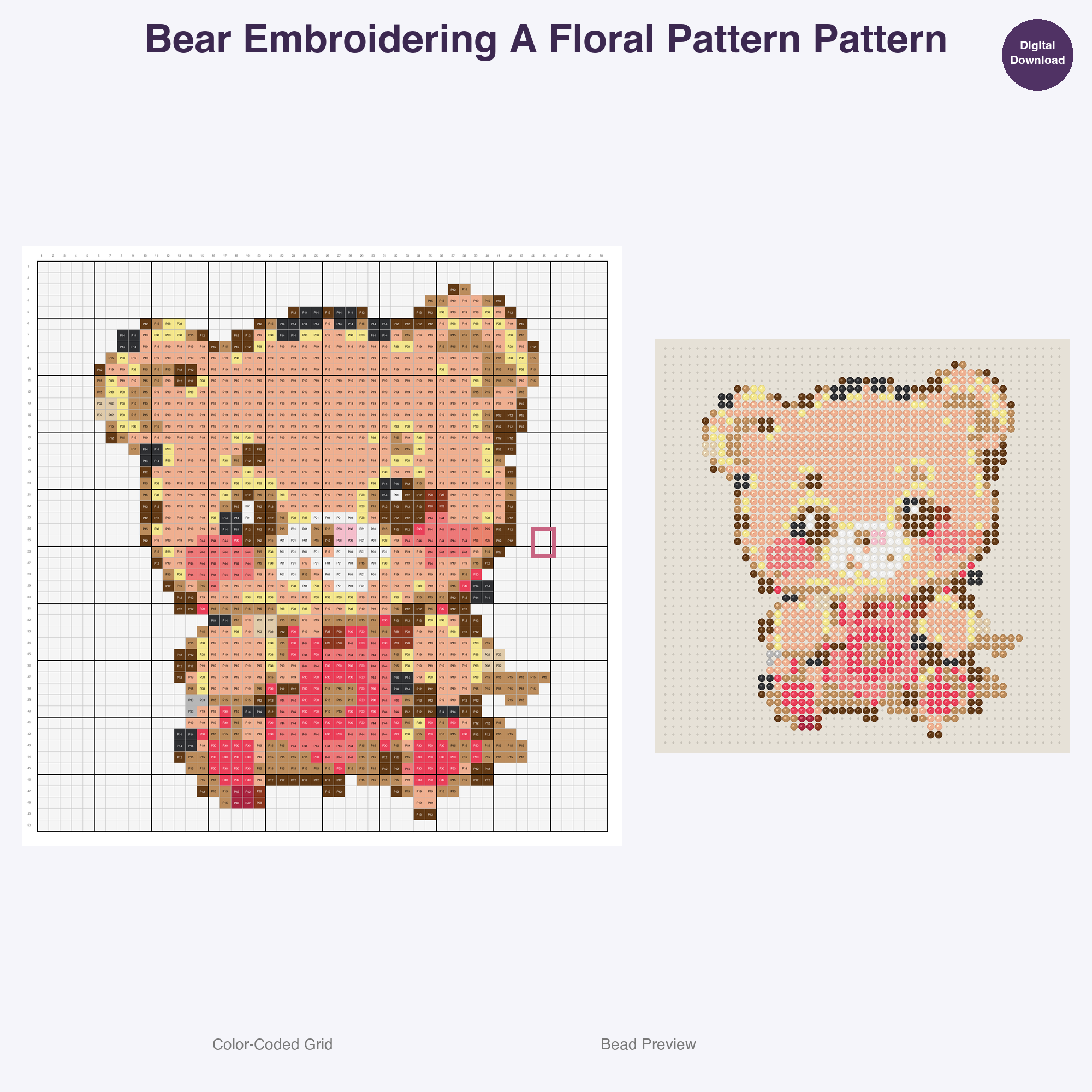 Artsy Critters Creative Hobbies Perler Bead Patterns, 48 Designs x 3 Grid Sizes (29x29 + 50x50 + 128x128), Fuse Bead PDF Digital Download
