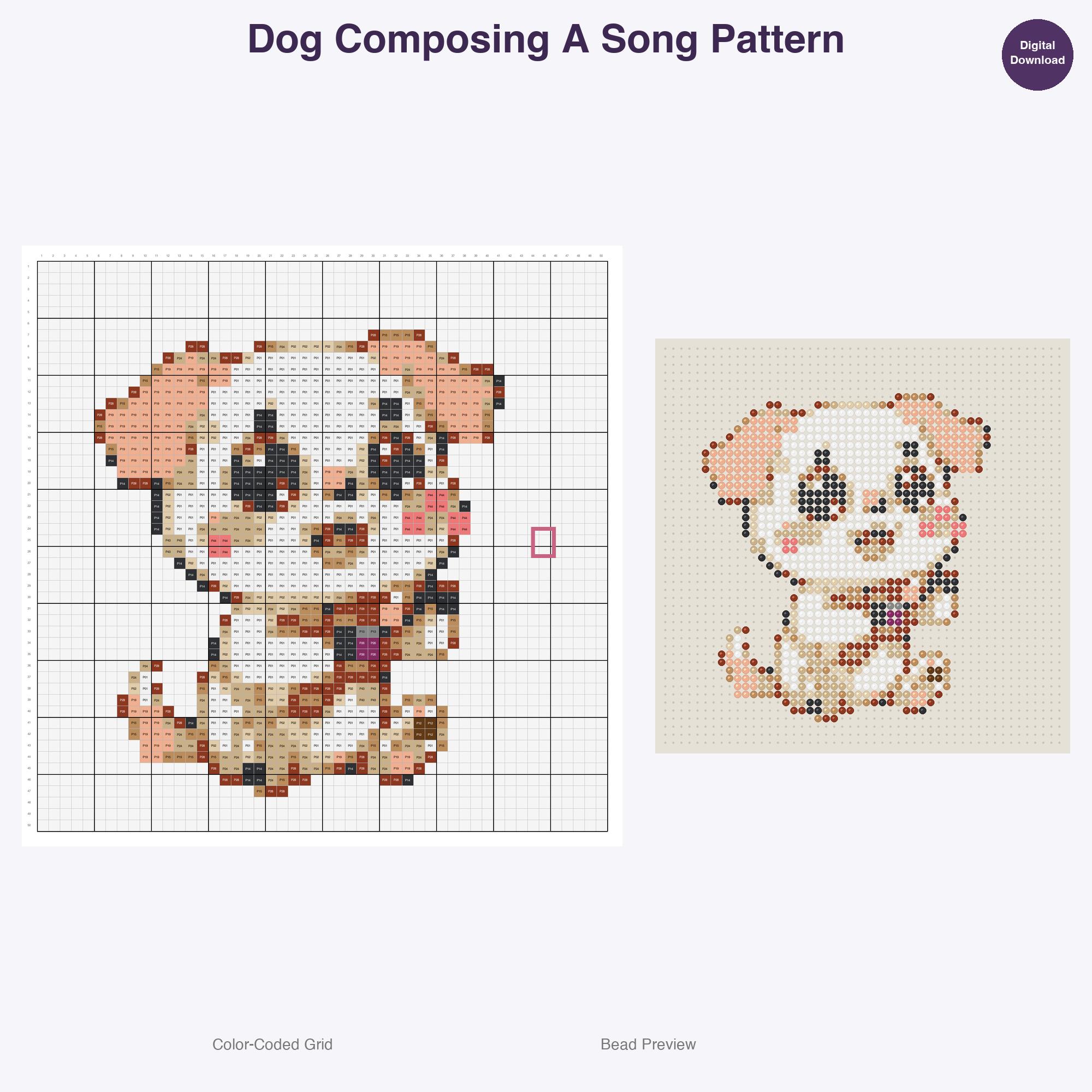 Artsy Critters Creative Hobbies Perler Bead Patterns, 48 Designs x 3 Grid Sizes (29x29 + 50x50 + 128x128), Fuse Bead PDF Digital Download