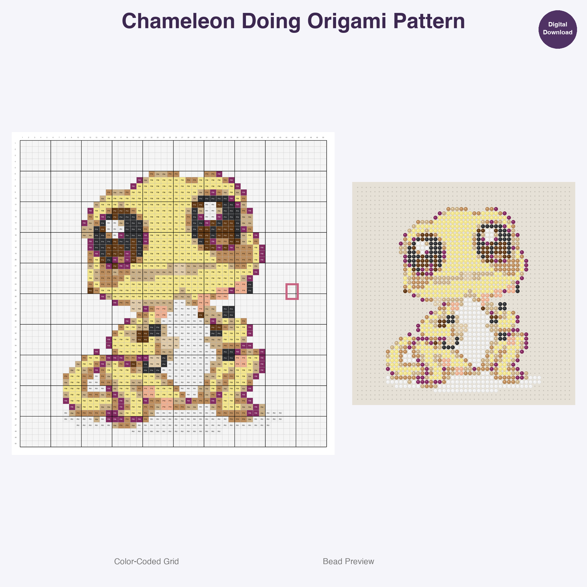 Artsy Critters Creative Hobbies Perler Bead Patterns, 48 Designs x 3 Grid Sizes (29x29 + 50x50 + 128x128), Fuse Bead PDF Digital Download