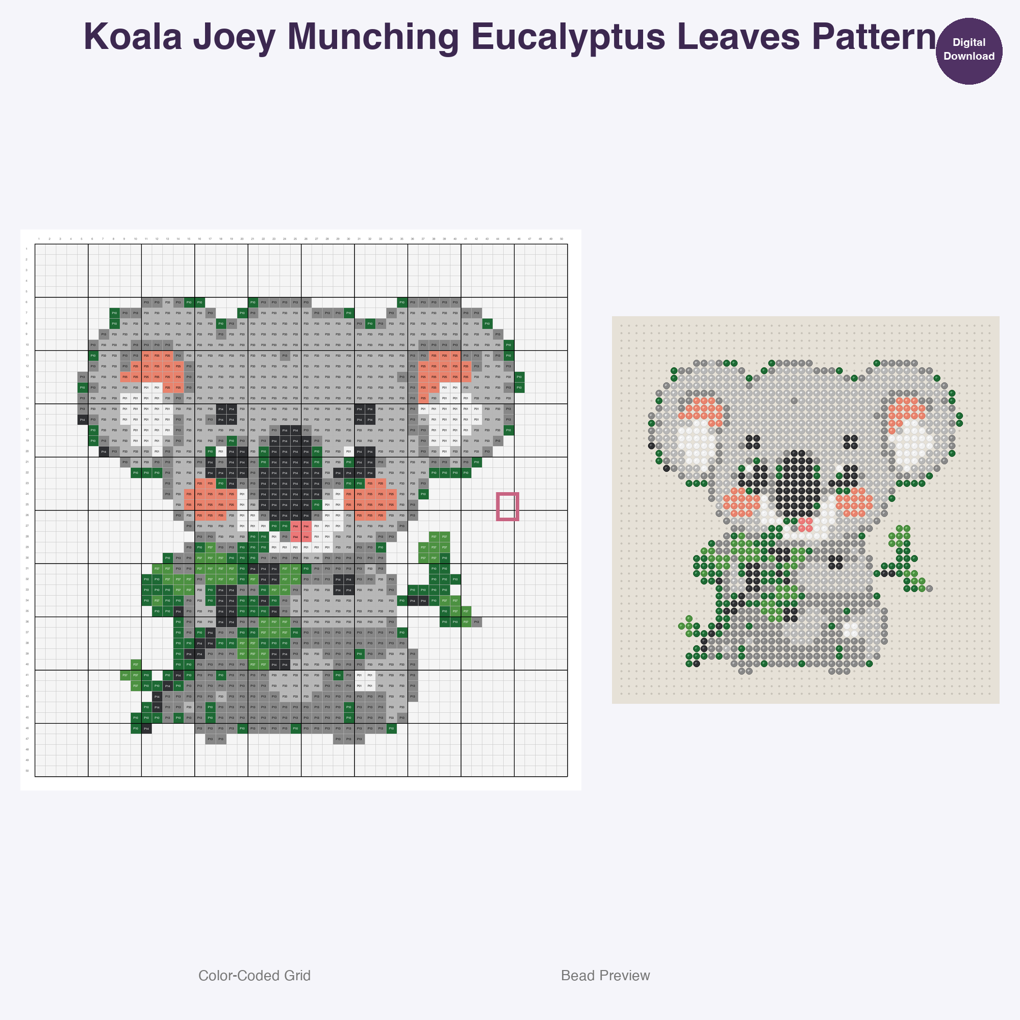 Baby Animal Playtime Pals Perler Bead Patterns, 48 Designs x 3 Grid Sizes (29x29 + 50x50 + 128x128), Fuse Bead PDF Digital Download