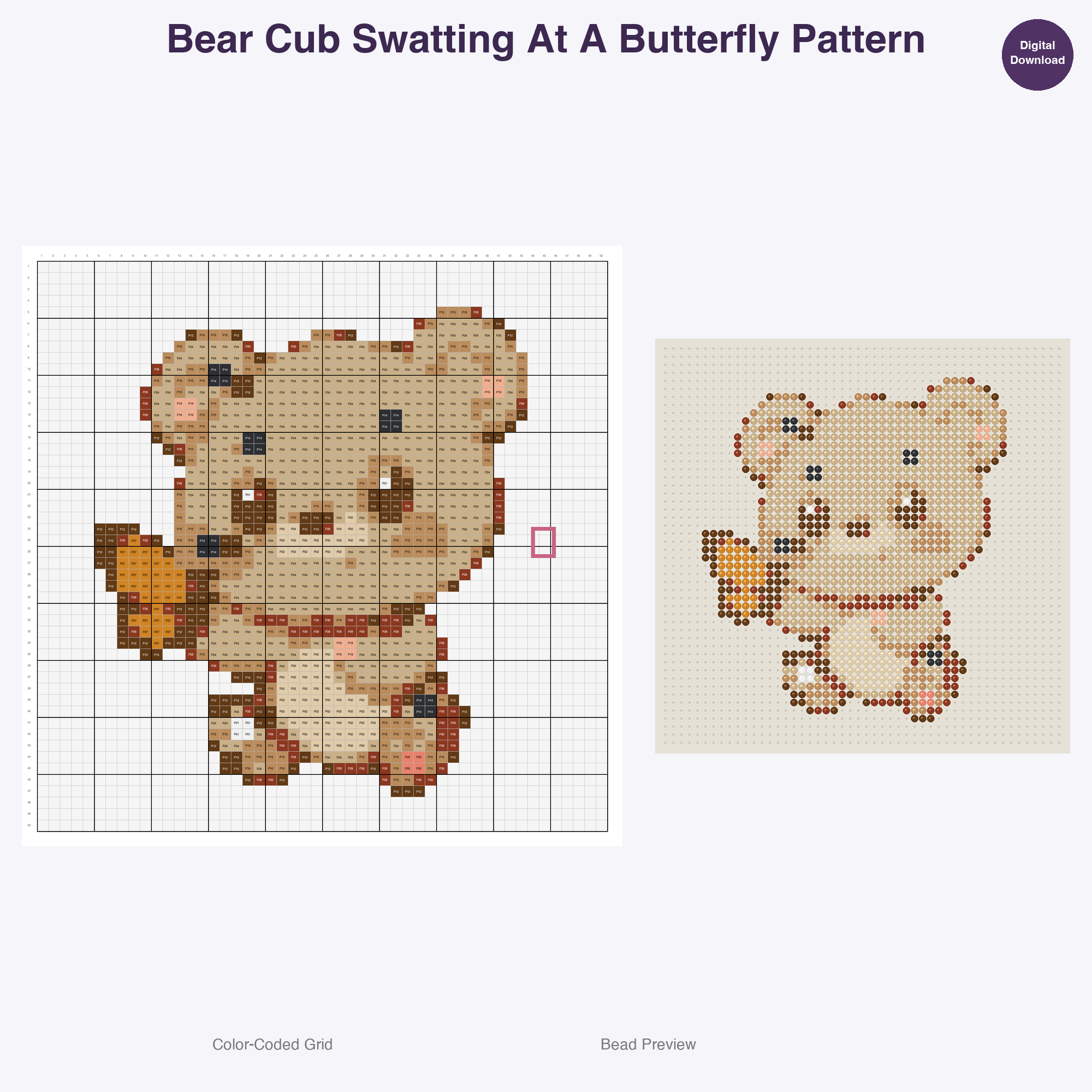 Baby Animal Playtime Pals Perler Bead Patterns, 48 Designs x 3 Grid Sizes (29x29 + 50x50 + 128x128), Fuse Bead PDF Digital Download