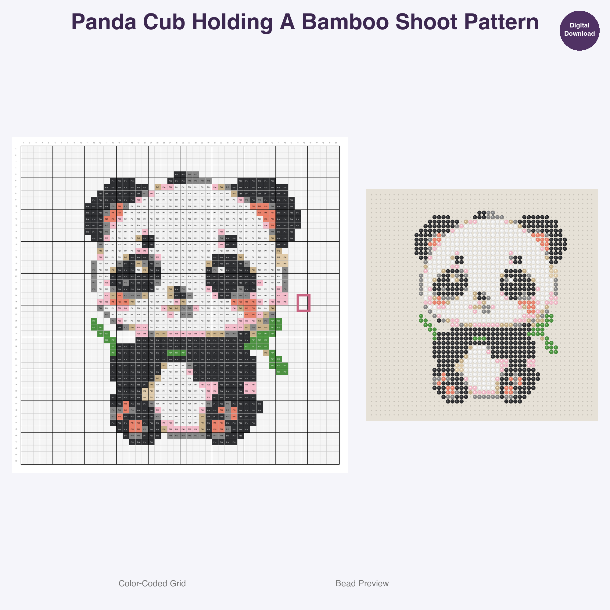 Baby Animal Playtime Pals Perler Bead Patterns, 48 Designs x 3 Grid Sizes (29x29 + 50x50 + 128x128), Fuse Bead PDF Digital Download
