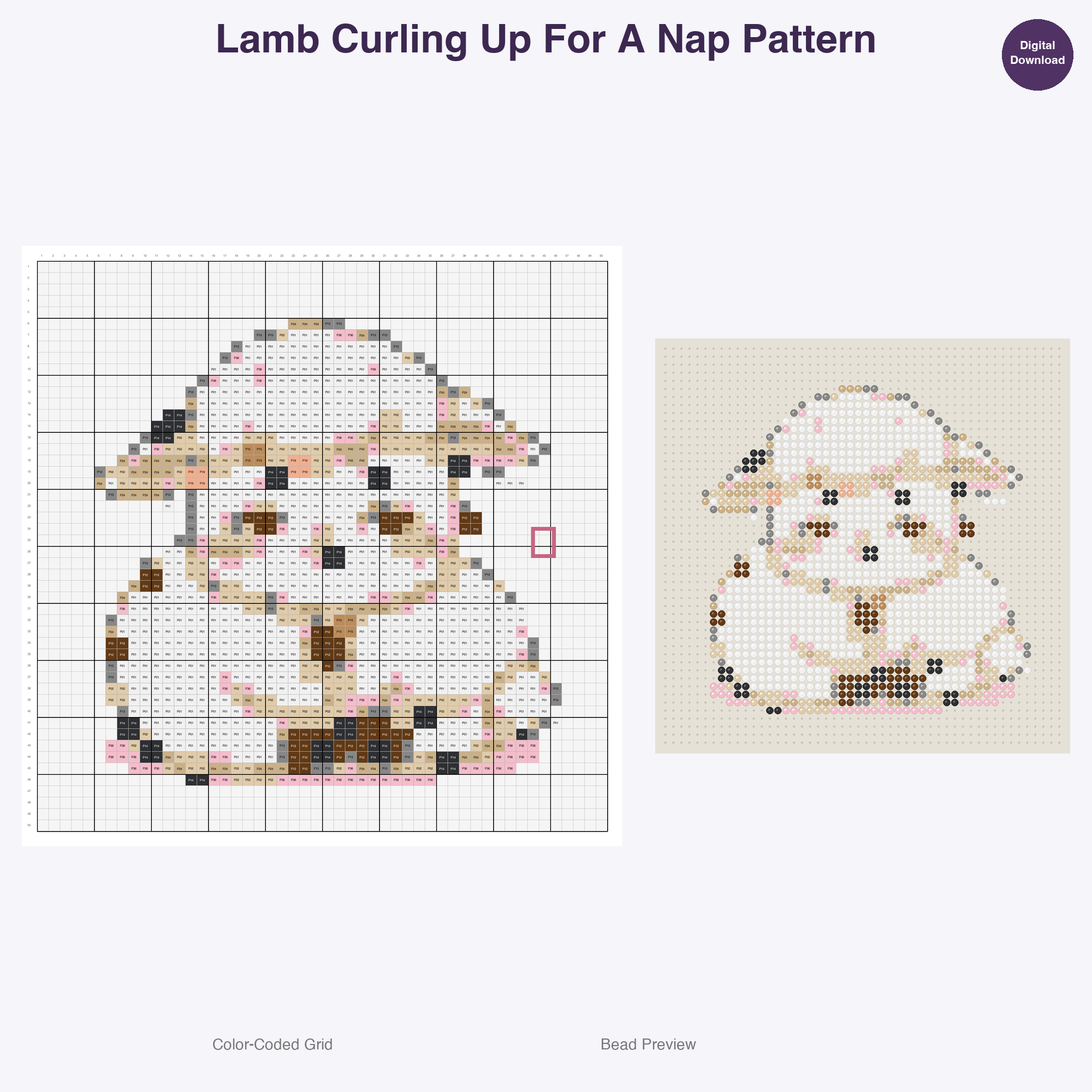Baby Animal Playtime Pals Perler Bead Patterns, 48 Designs x 3 Grid Sizes (29x29 + 50x50 + 128x128), Fuse Bead PDF Digital Download