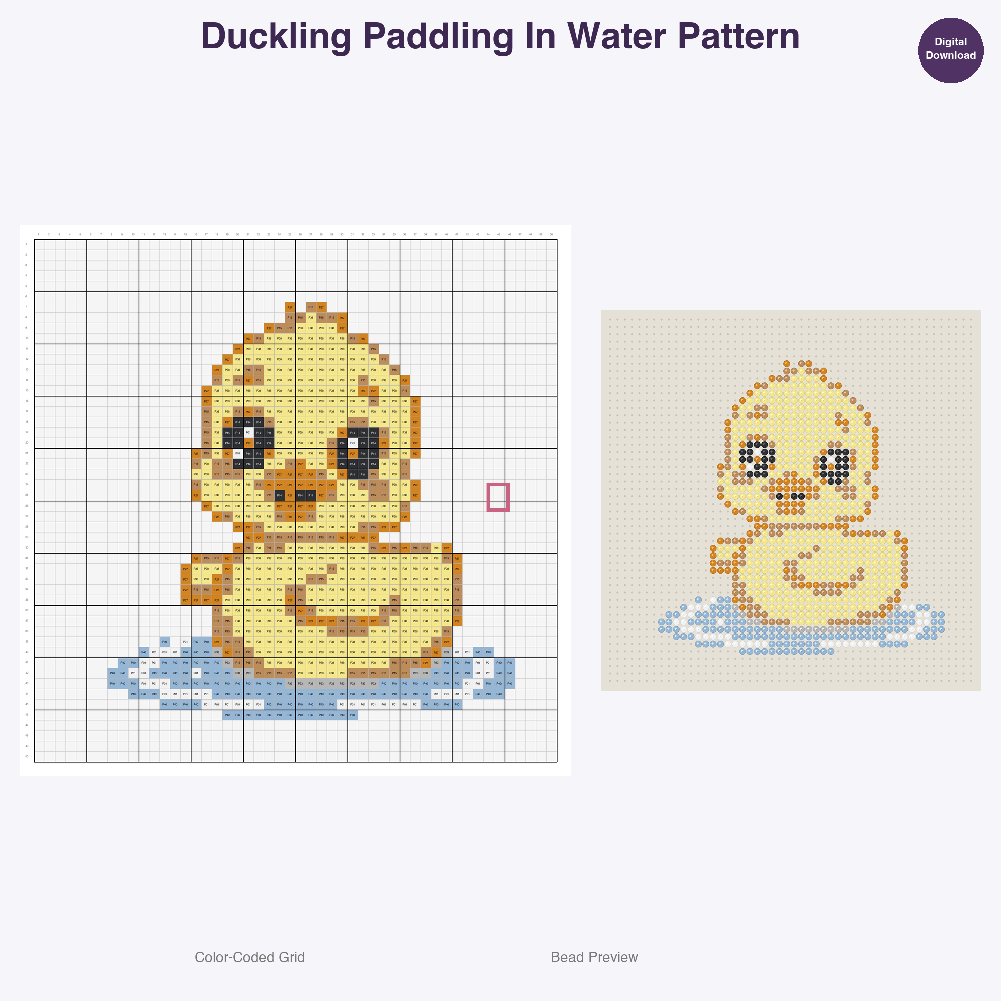 Baby Animal Playtime Pals Perler Bead Patterns, 48 Designs x 3 Grid Sizes (29x29 + 50x50 + 128x128), Fuse Bead PDF Digital Download