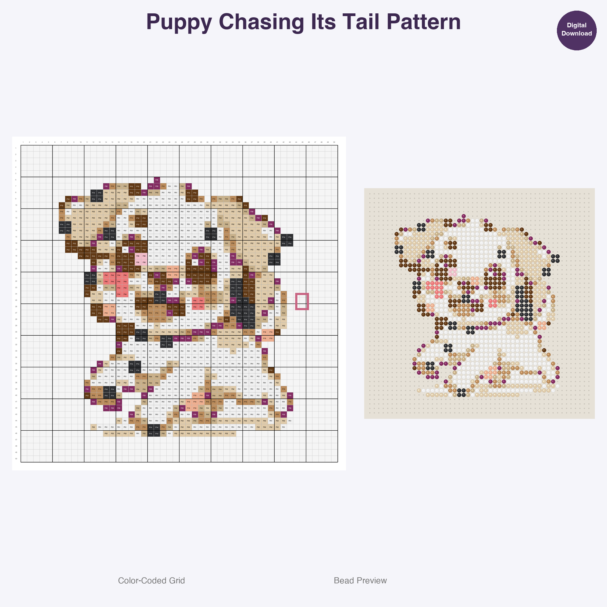 Baby Animal Playtime Pals Perler Bead Patterns, 48 Designs x 3 Grid Sizes (29x29 + 50x50 + 128x128), Fuse Bead PDF Digital Download
