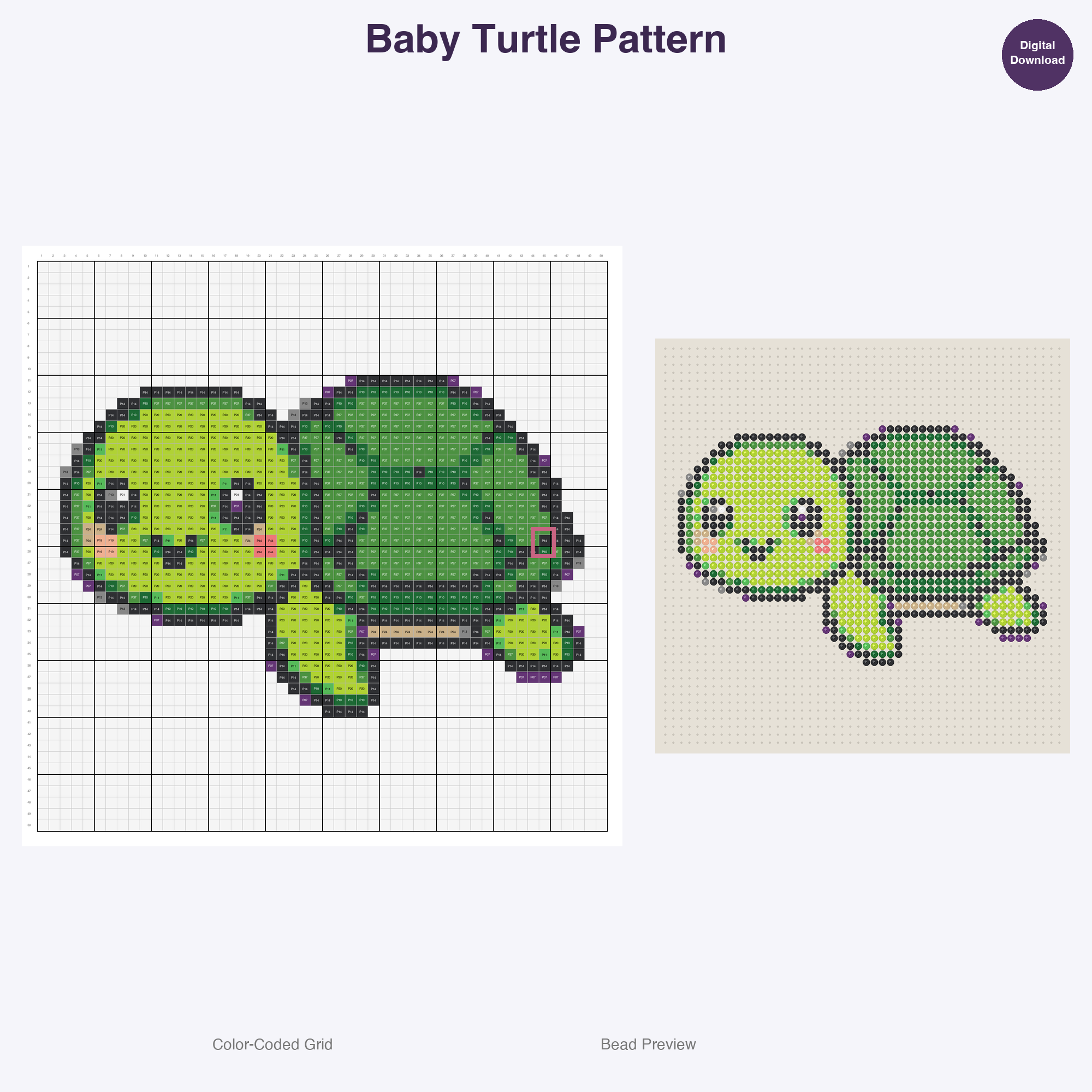 Adorable Baby Animals Perler Bead Patterns, 48 Designs x 3 Grid Sizes (29x29 + 50x50 + 128x128), Fuse Bead PDF Digital Download
