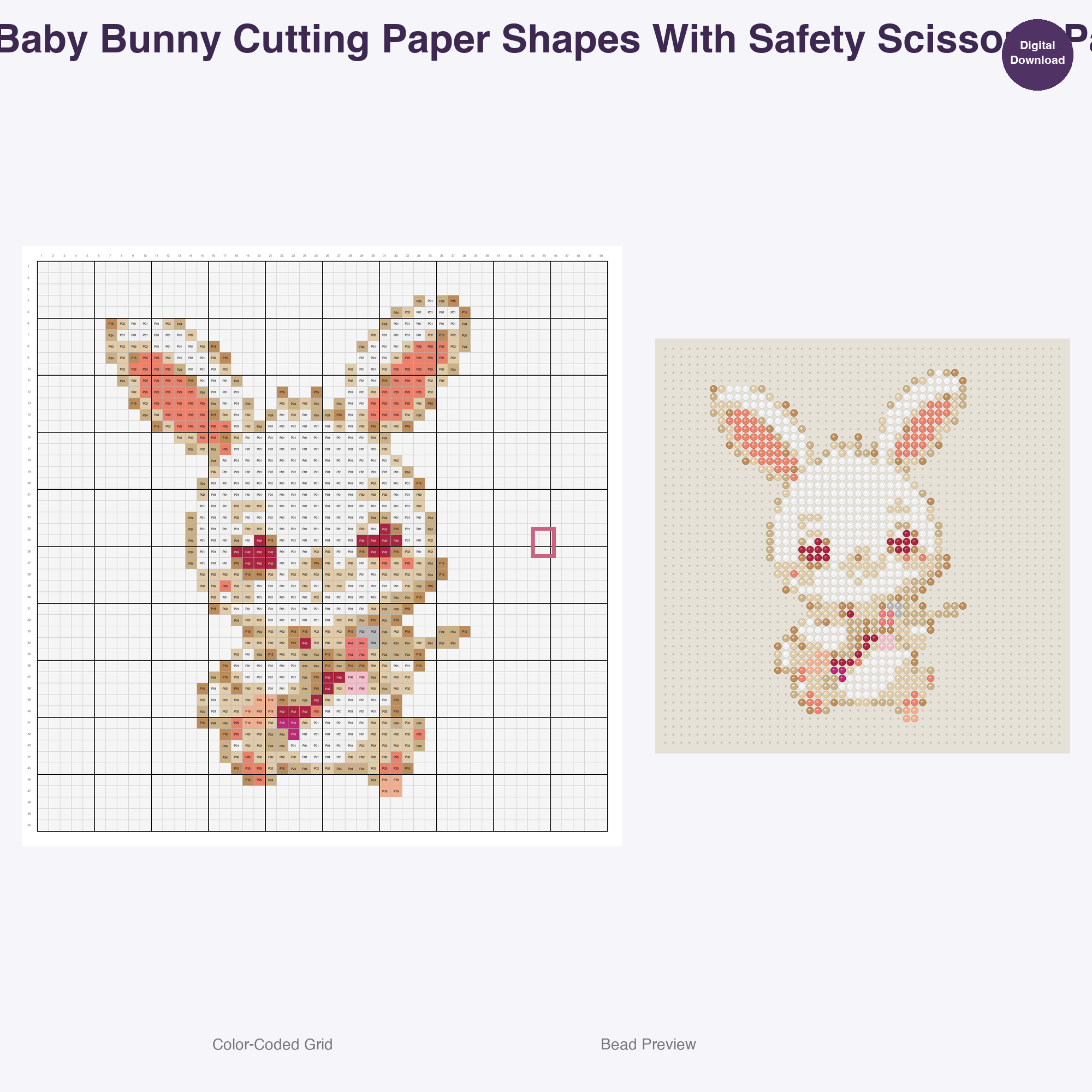 Baby Critters Crafty Capers Perler Bead Patterns, 48 Designs x 3 Grid Sizes (29x29 + 50x50 + 128x128), Fuse Bead PDF Digital Download