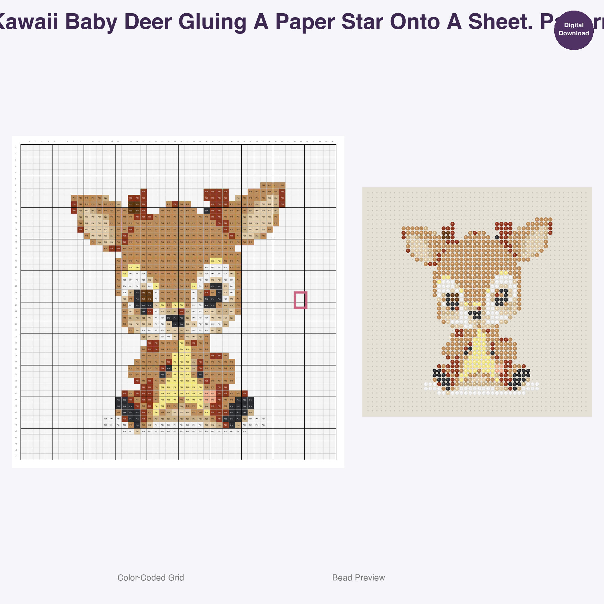 Baby Critters Crafty Capers Perler Bead Patterns, 48 Designs x 3 Grid Sizes (29x29 + 50x50 + 128x128), Fuse Bead PDF Digital Download