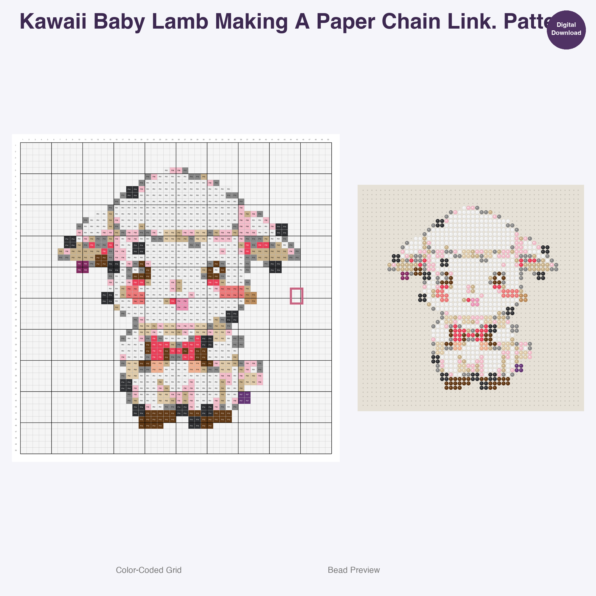 Baby Critters Crafty Capers Perler Bead Patterns, 48 Designs x 3 Grid Sizes (29x29 + 50x50 + 128x128), Fuse Bead PDF Digital Download