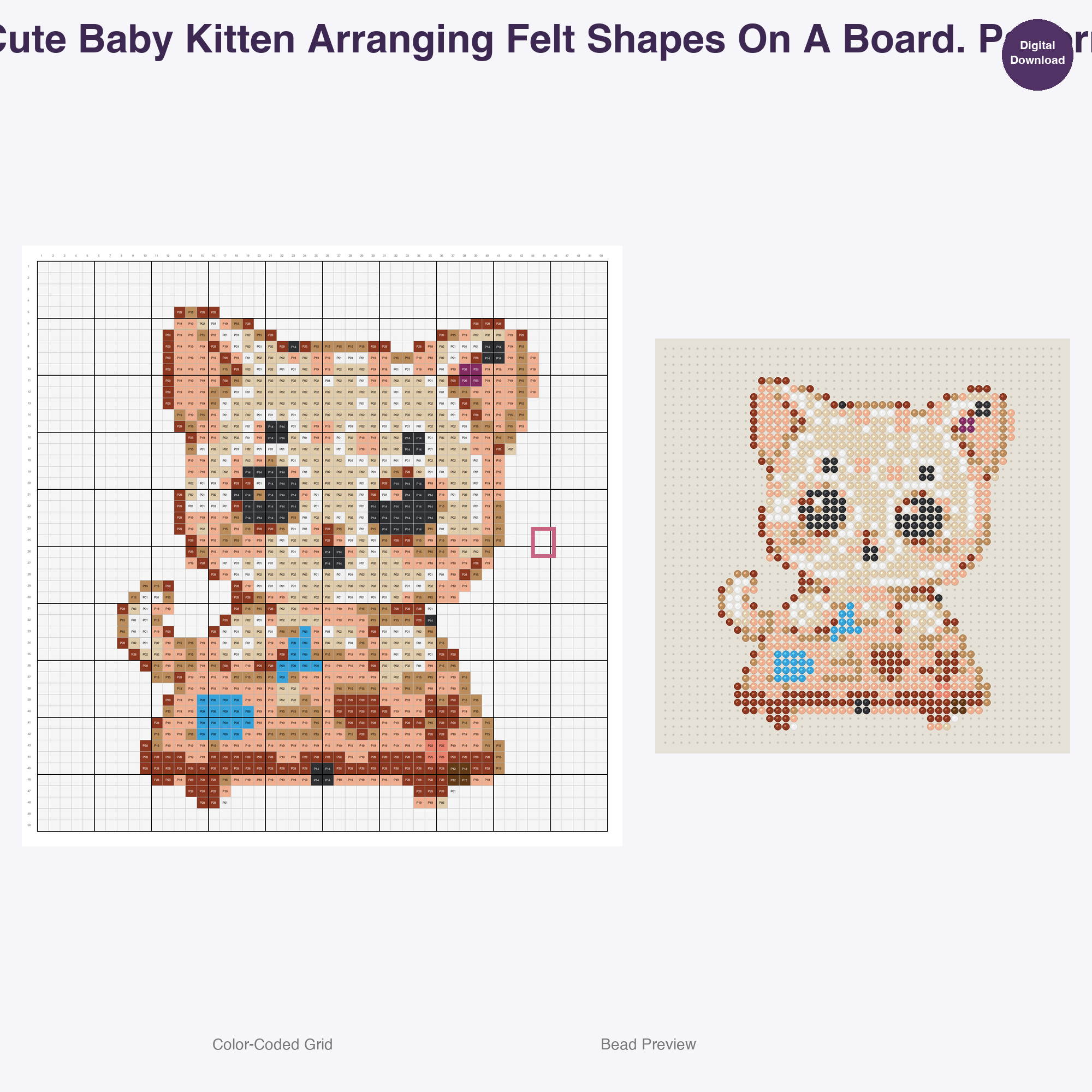 Baby Critters Crafty Capers Perler Bead Patterns, 48 Designs x 3 Grid Sizes (29x29 + 50x50 + 128x128), Fuse Bead PDF Digital Download