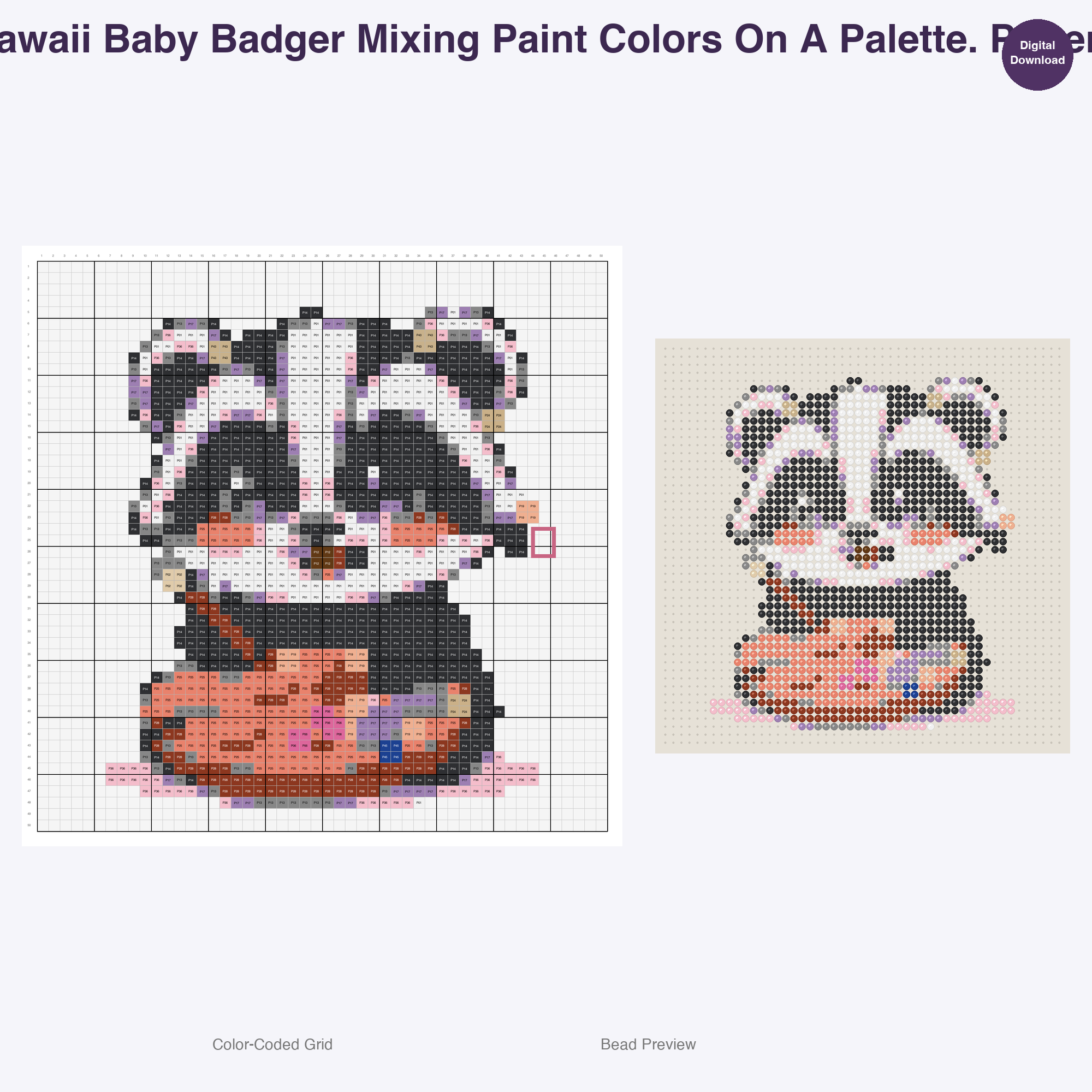 Baby Critters Crafty Capers Perler Bead Patterns, 48 Designs x 3 Grid Sizes (29x29 + 50x50 + 128x128), Fuse Bead PDF Digital Download