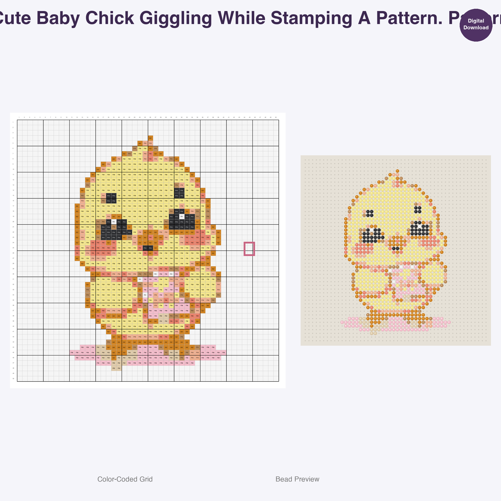 Baby Critters Crafty Capers Perler Bead Patterns, 48 Designs x 3 Grid Sizes (29x29 + 50x50 + 128x128), Fuse Bead PDF Digital Download