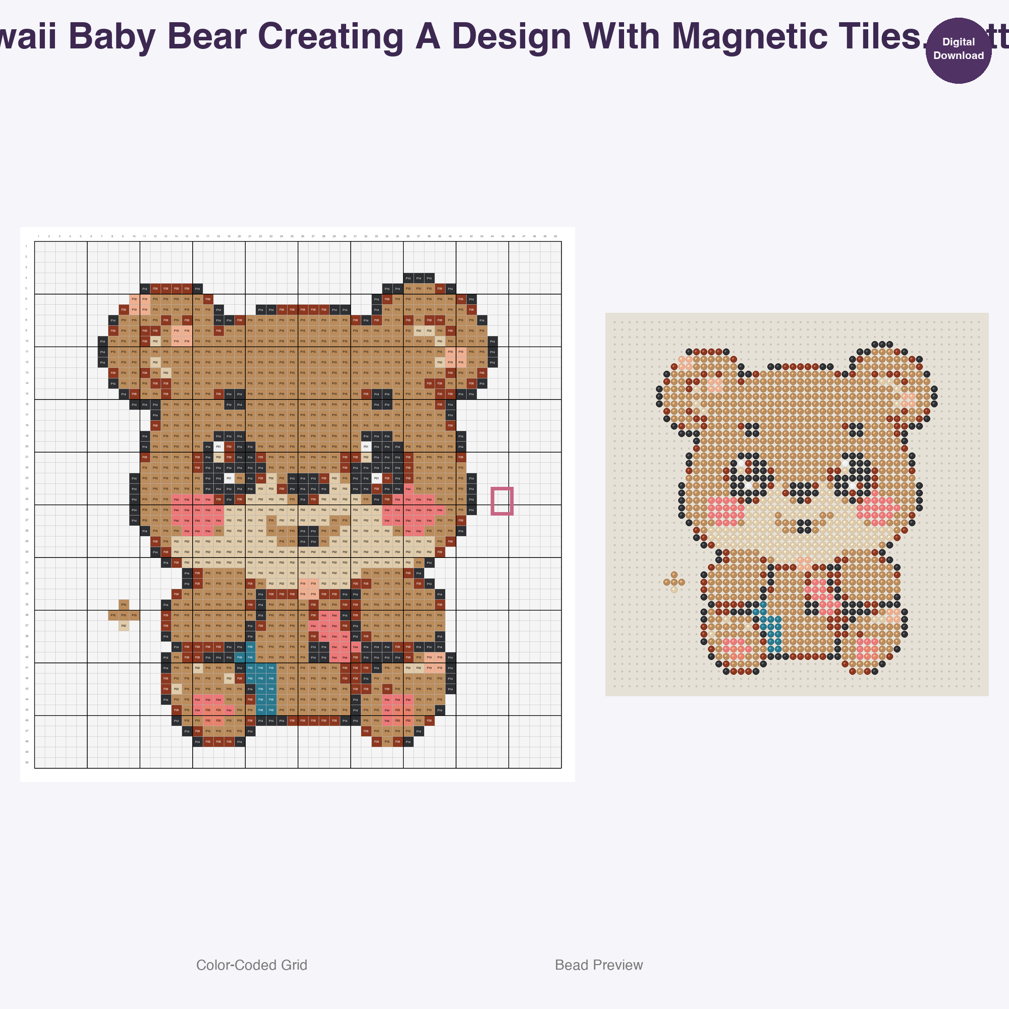 Baby Critters Crafty Capers Perler Bead Patterns, 48 Designs x 3 Grid Sizes (29x29 + 50x50 + 128x128), Fuse Bead PDF Digital Download
