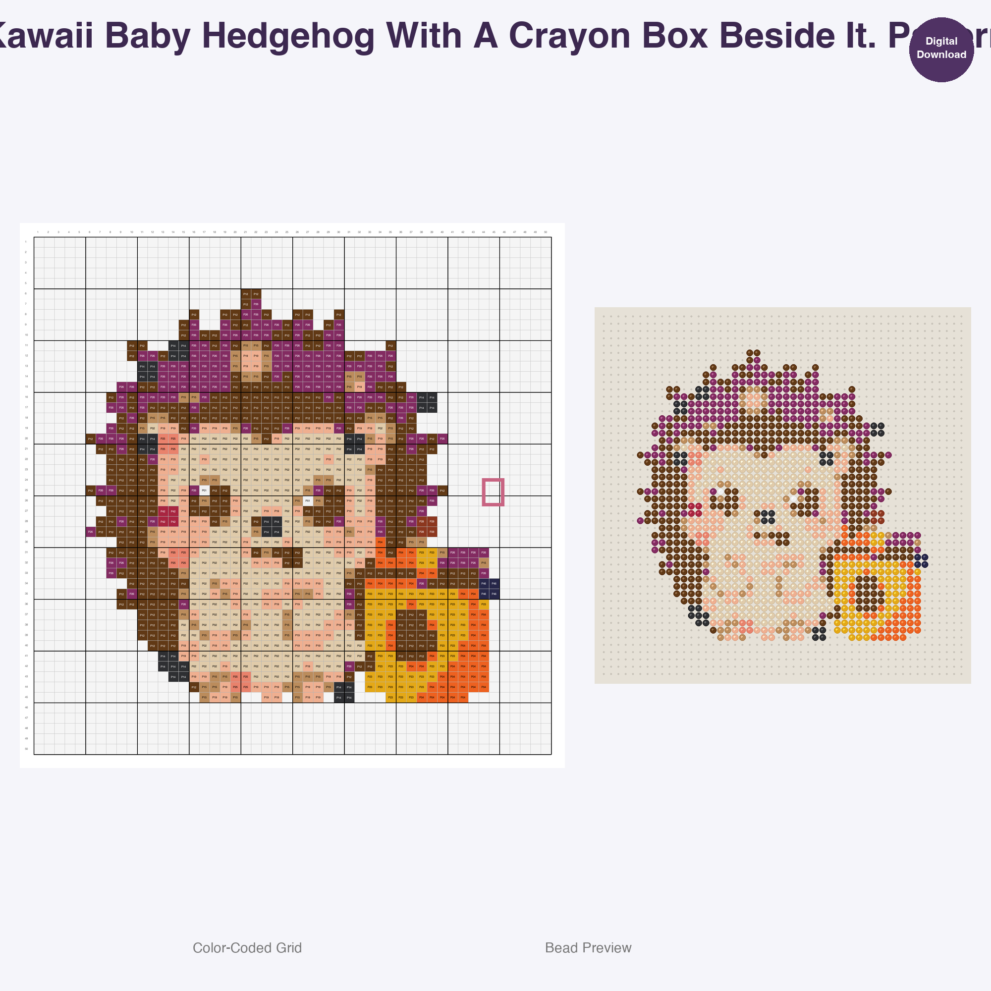 Baby Critters Crafty Capers Perler Bead Patterns, 48 Designs x 3 Grid Sizes (29x29 + 50x50 + 128x128), Fuse Bead PDF Digital Download