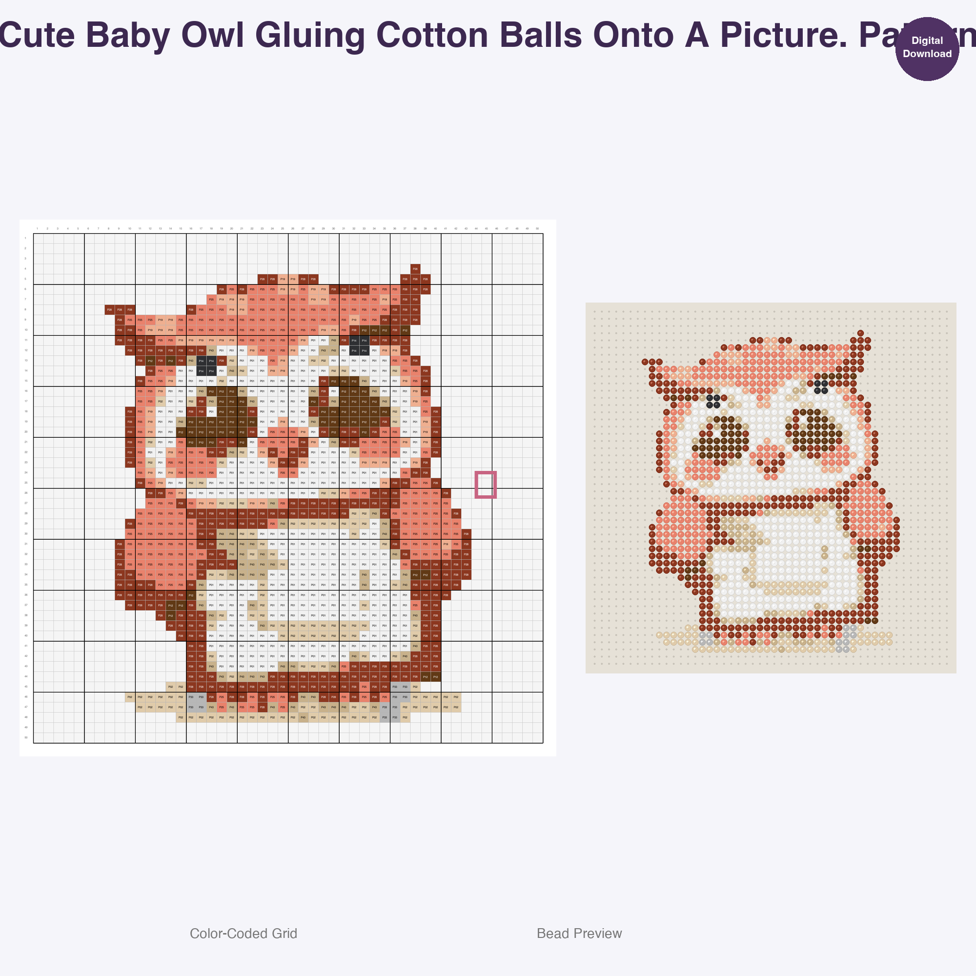 Baby Critters Crafty Capers Perler Bead Patterns, 48 Designs x 3 Grid Sizes (29x29 + 50x50 + 128x128), Fuse Bead PDF Digital Download