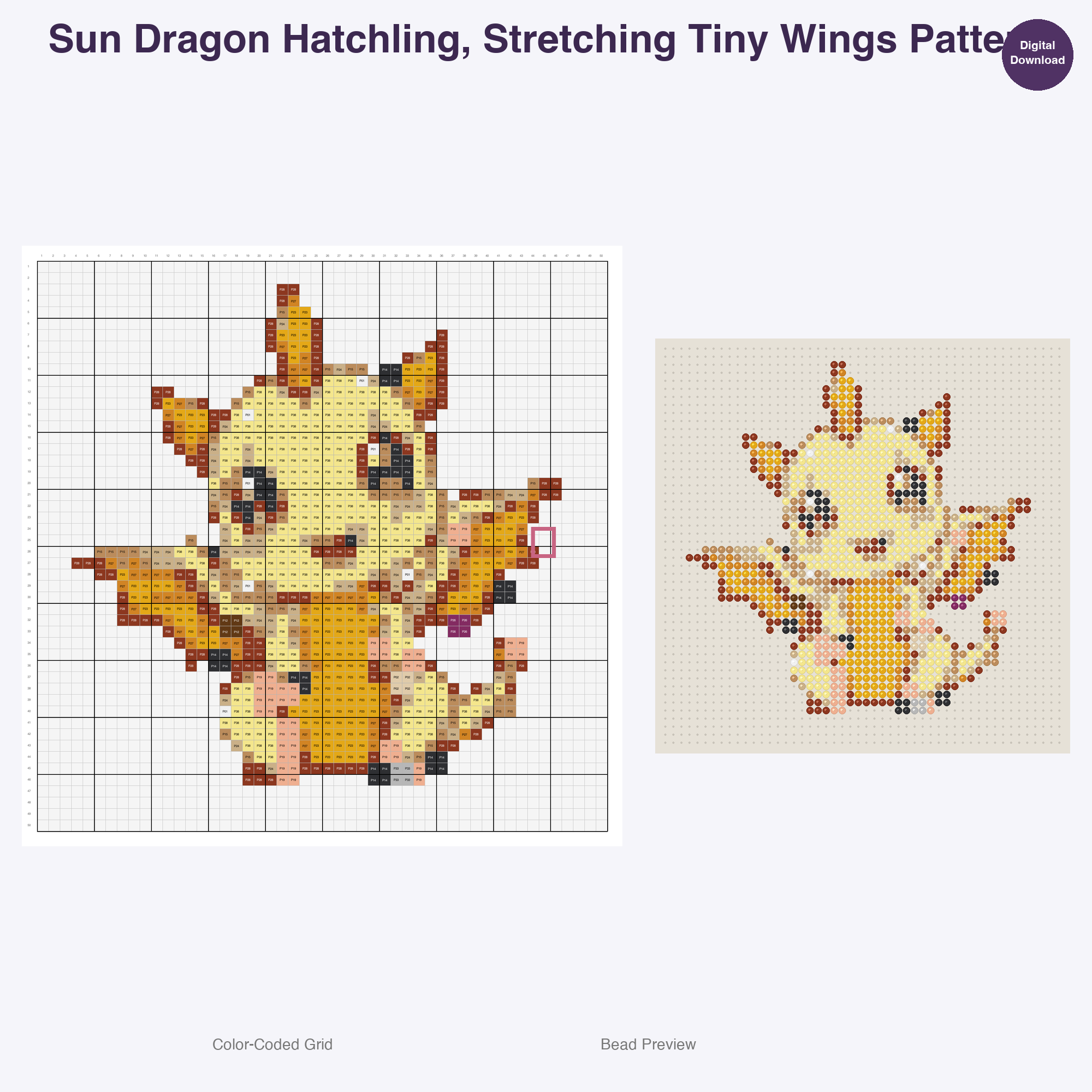 Celestial Mythics Perler Bead Patterns, 48 Designs x 3 Grid Sizes (29x29 + 50x50 + 128x128), Fuse Bead PDF Digital Download