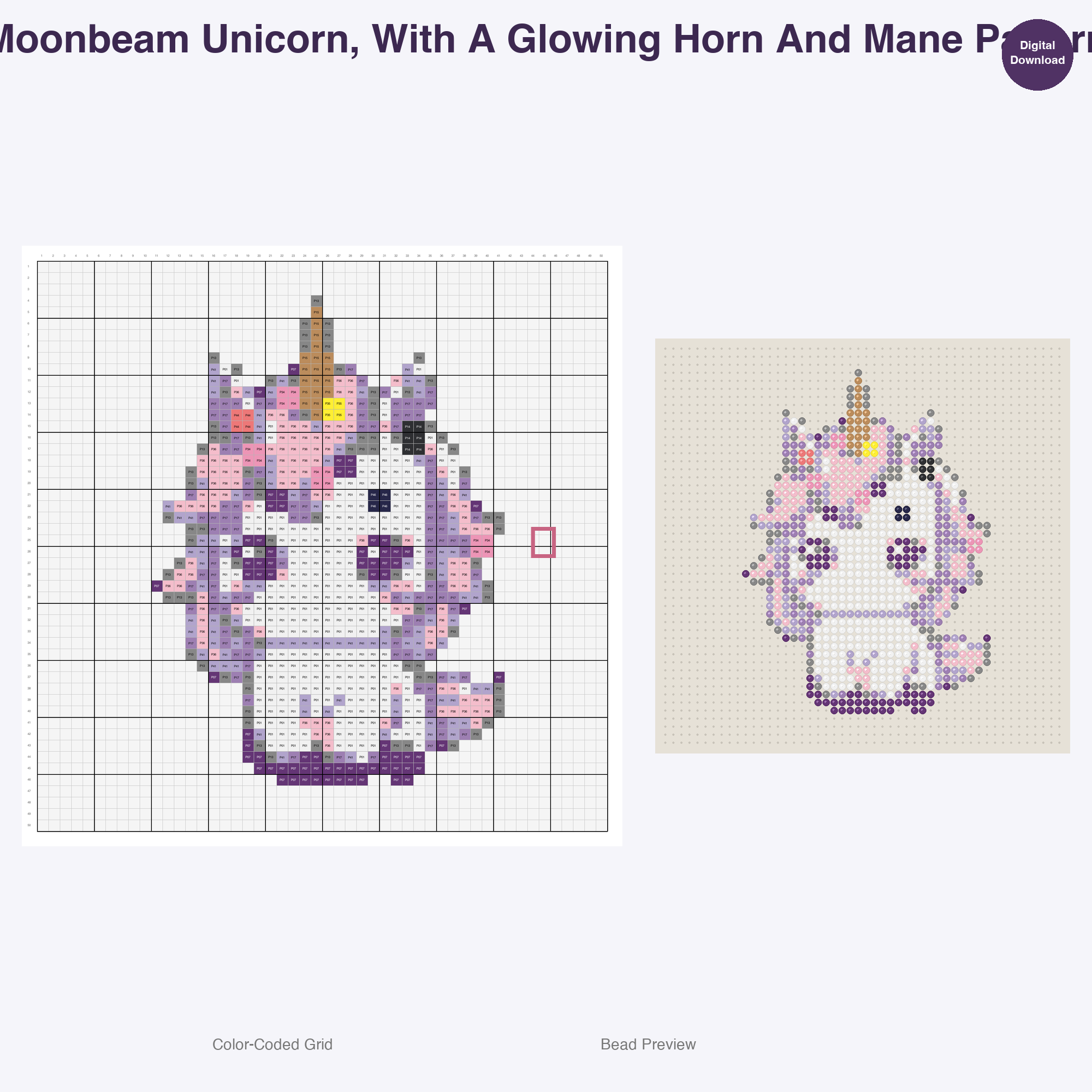 Celestial Mythics Perler Bead Patterns, 48 Designs x 3 Grid Sizes (29x29 + 50x50 + 128x128), Fuse Bead PDF Digital Download