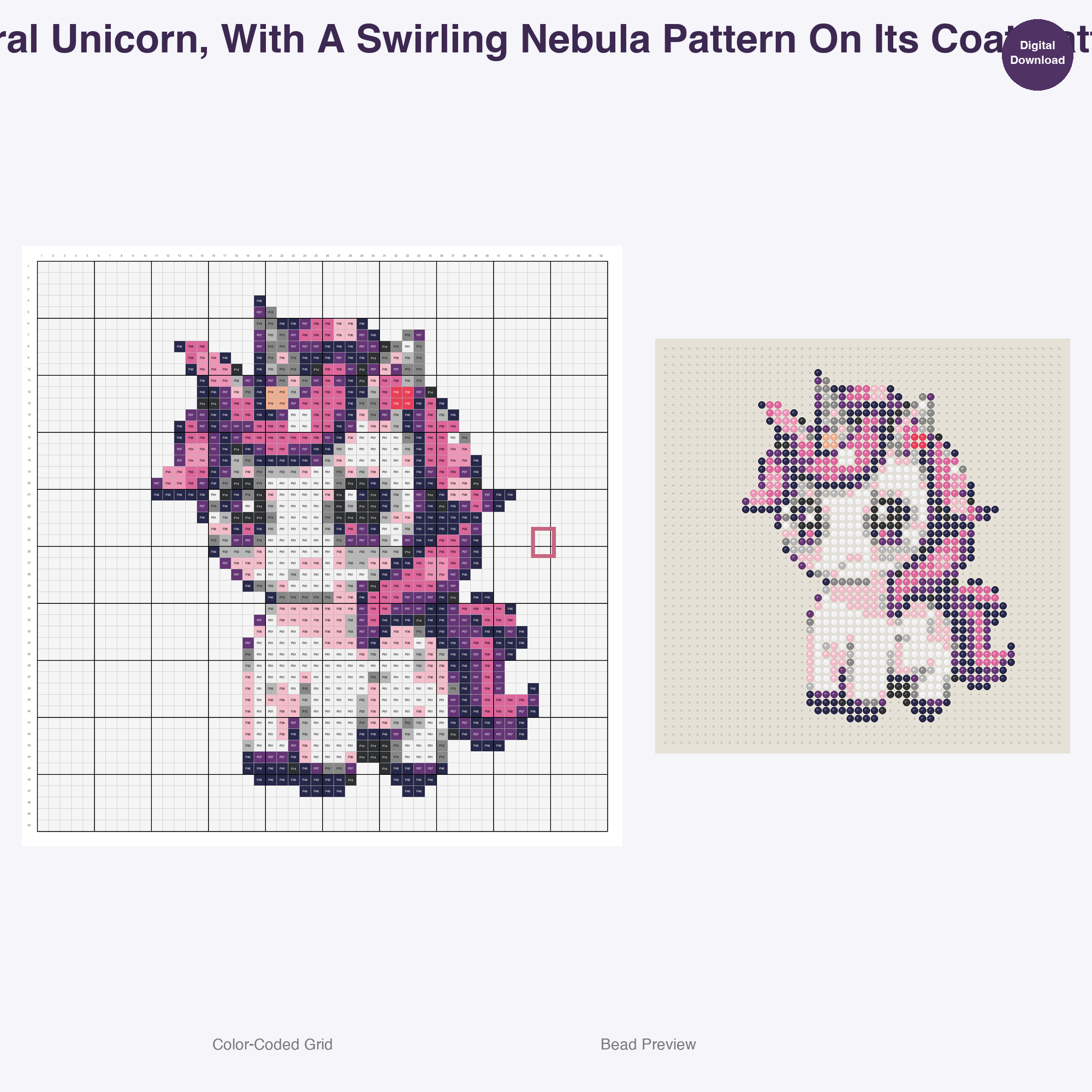 Celestial Mythics Perler Bead Patterns, 48 Designs x 3 Grid Sizes (29x29 + 50x50 + 128x128), Fuse Bead PDF Digital Download