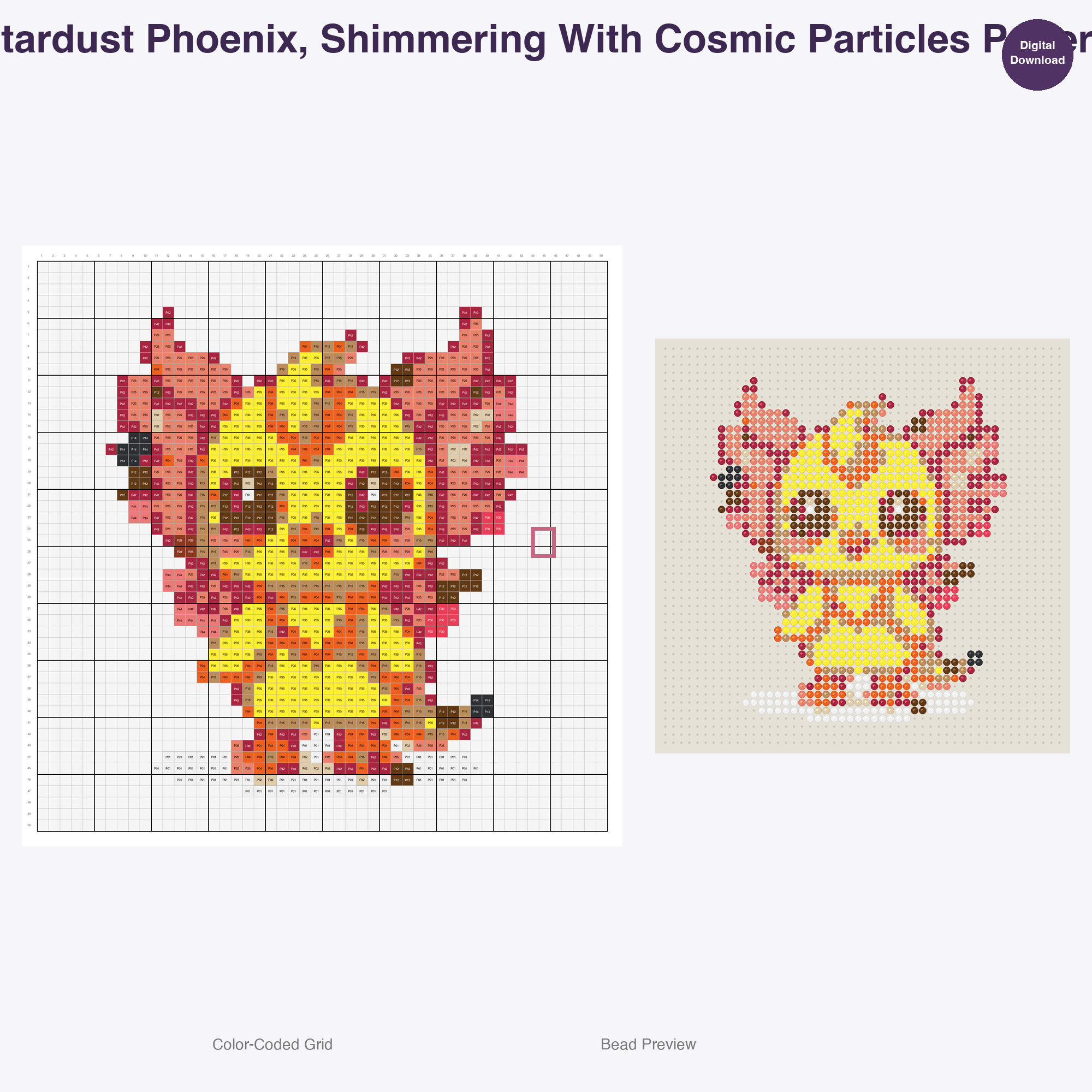 Celestial Mythics Perler Bead Patterns, 48 Designs x 3 Grid Sizes (29x29 + 50x50 + 128x128), Fuse Bead PDF Digital Download