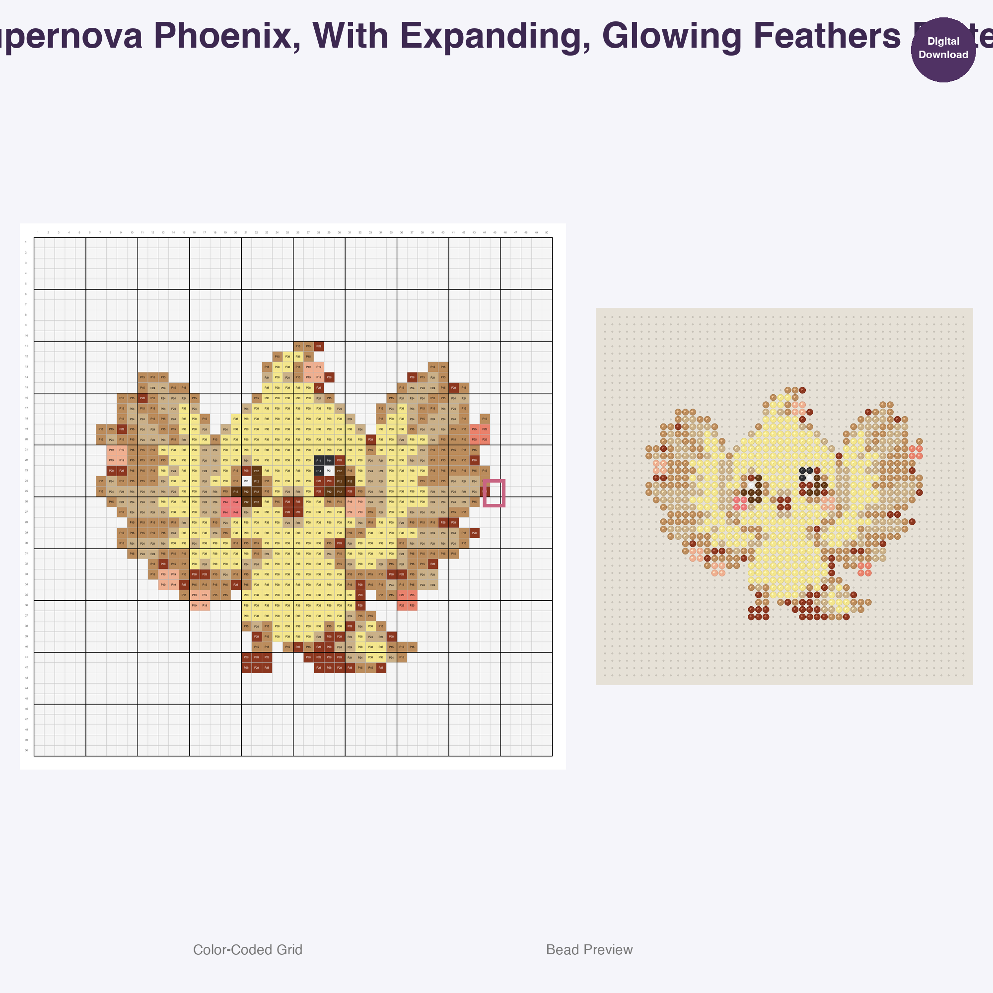 Celestial Mythics Perler Bead Patterns, 48 Designs x 3 Grid Sizes (29x29 + 50x50 + 128x128), Fuse Bead PDF Digital Download