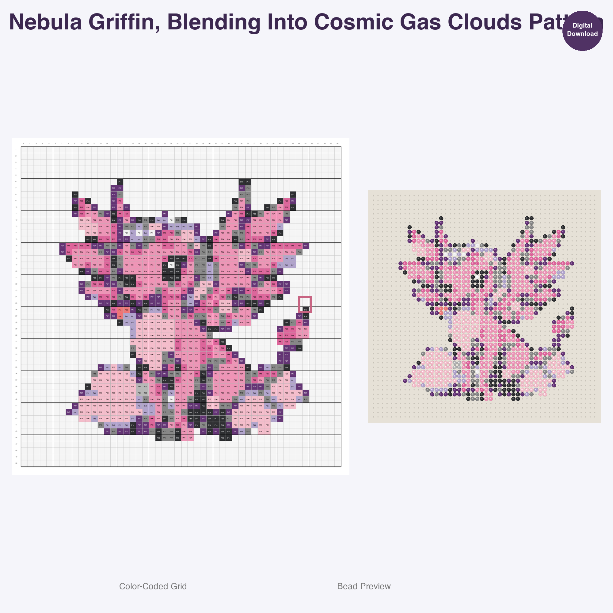 Celestial Mythics Perler Bead Patterns, 48 Designs x 3 Grid Sizes (29x29 + 50x50 + 128x128), Fuse Bead PDF Digital Download