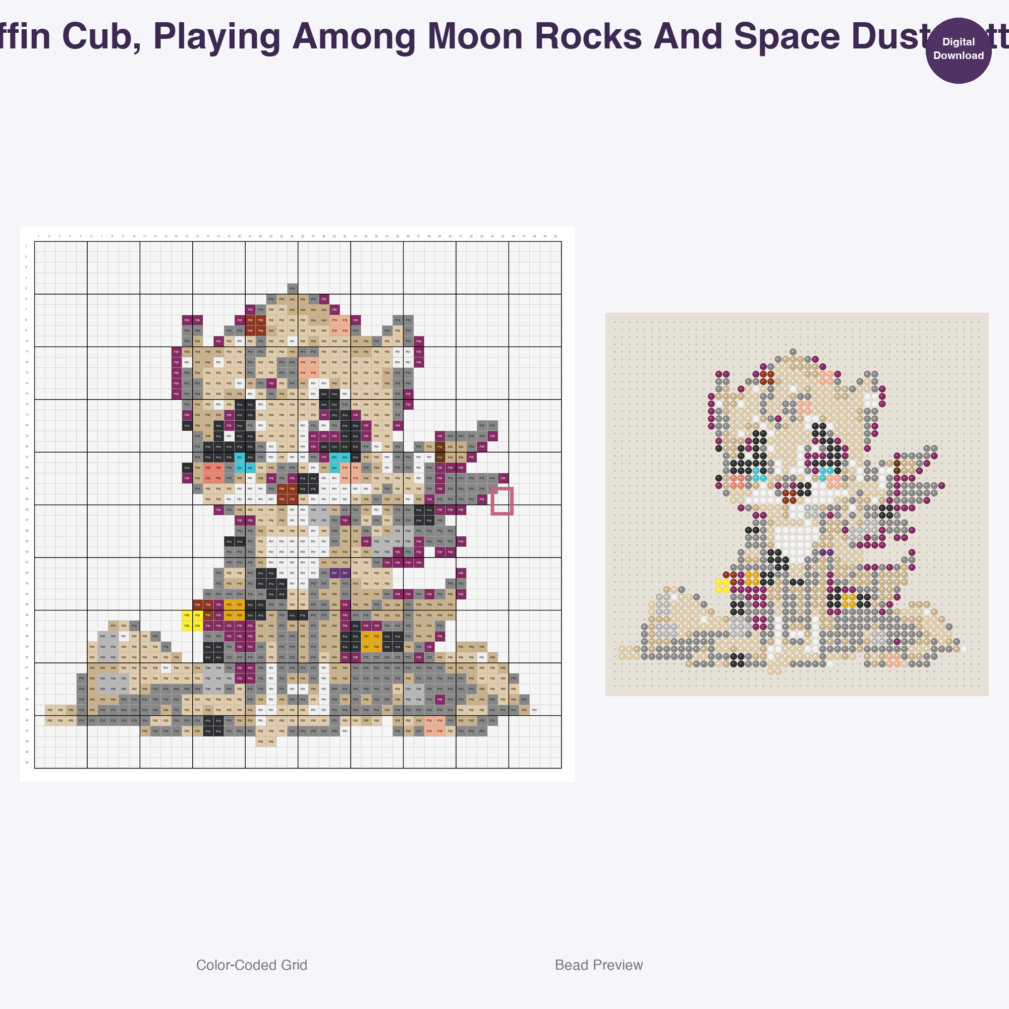 Celestial Mythics Perler Bead Patterns, 48 Designs x 3 Grid Sizes (29x29 + 50x50 + 128x128), Fuse Bead PDF Digital Download