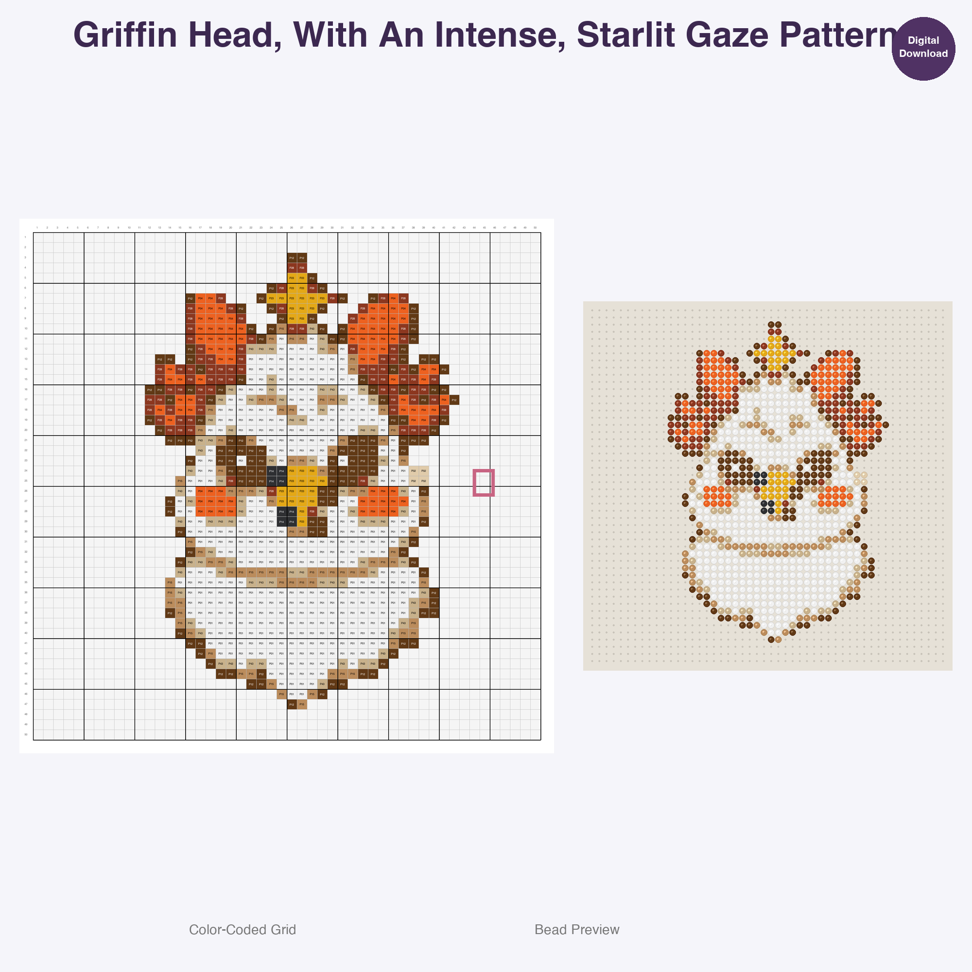 Celestial Mythics Perler Bead Patterns, 48 Designs x 3 Grid Sizes (29x29 + 50x50 + 128x128), Fuse Bead PDF Digital Download
