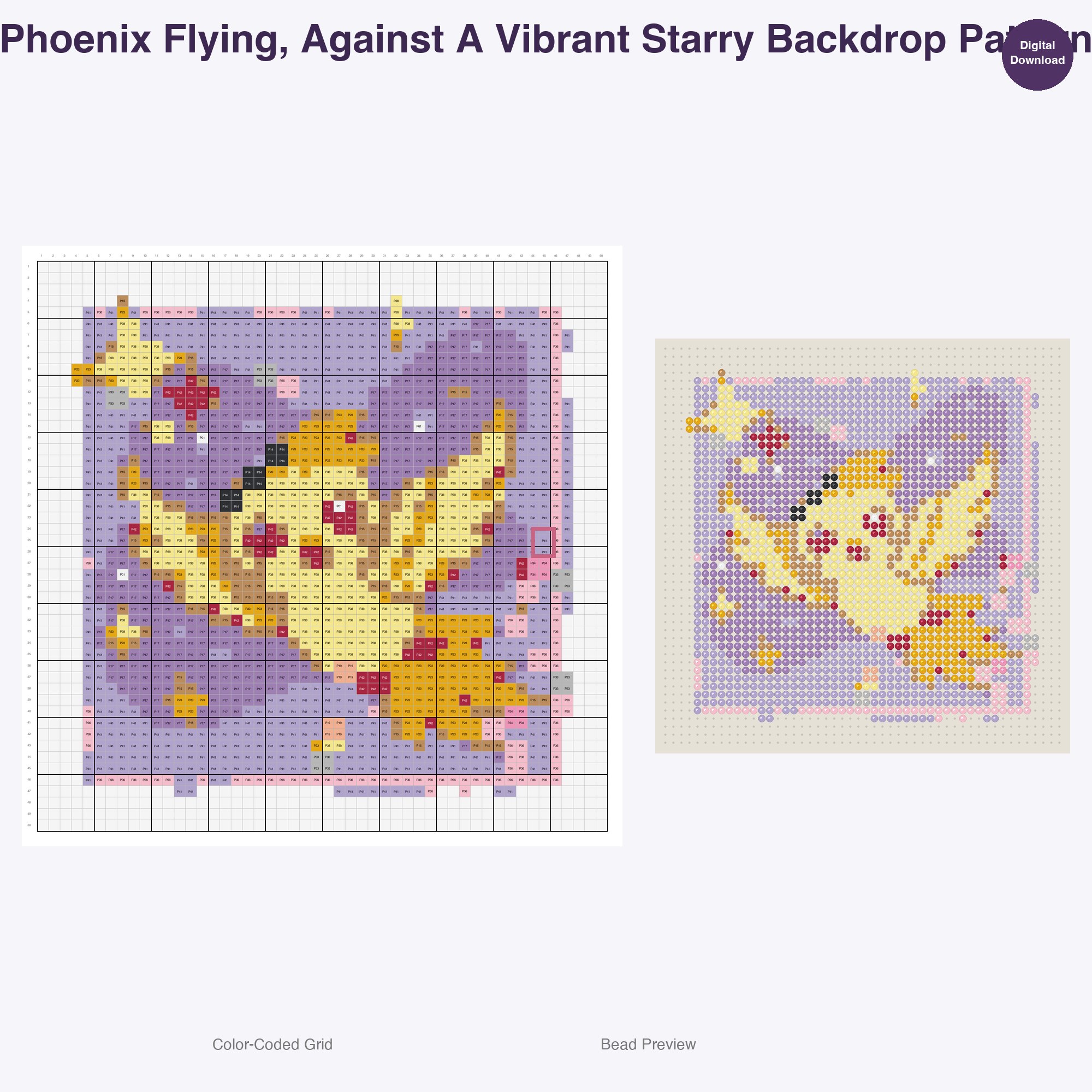 Celestial Mythics Perler Bead Patterns, 48 Designs x 3 Grid Sizes (29x29 + 50x50 + 128x128), Fuse Bead PDF Digital Download