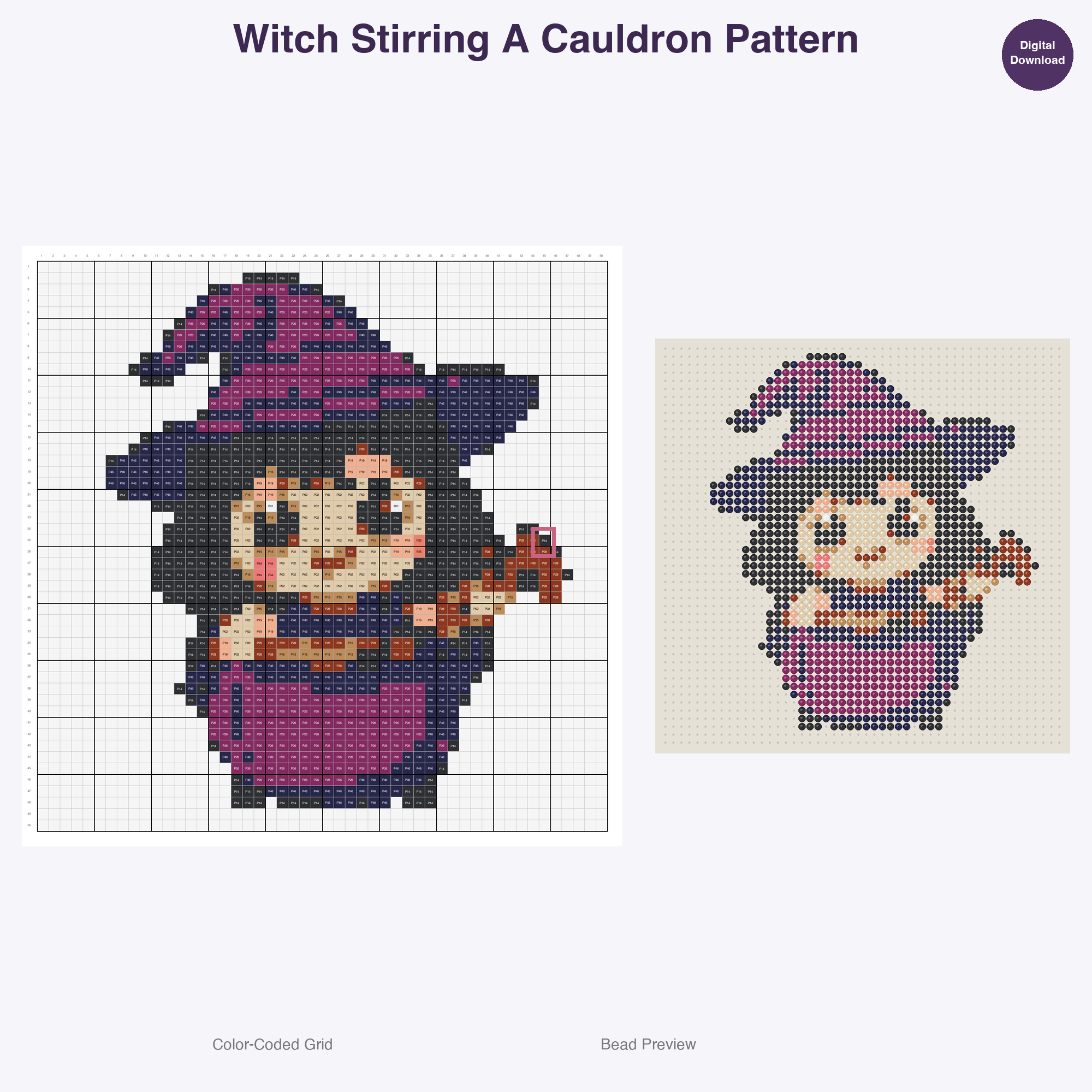 Charming Quest Companions Perler Bead Patterns, 48 Designs x 3 Grid Sizes (29x29 + 50x50 + 128x128), Fuse Bead PDF Digital Download