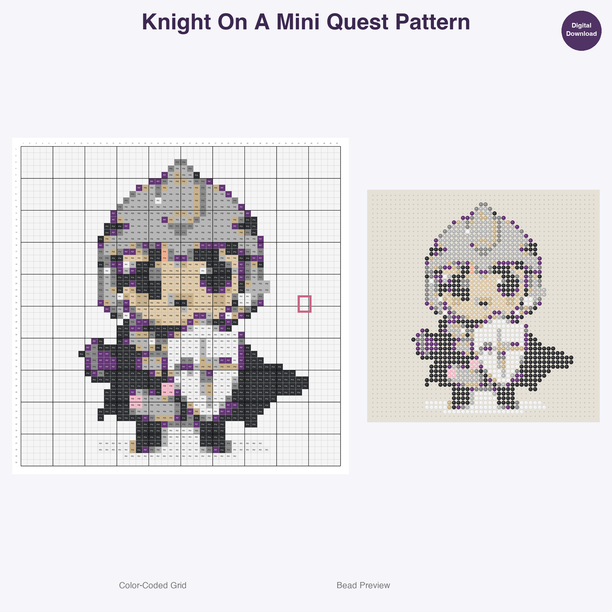 Charming Quest Companions Perler Bead Patterns, 48 Designs x 3 Grid Sizes (29x29 + 50x50 + 128x128), Fuse Bead PDF Digital Download