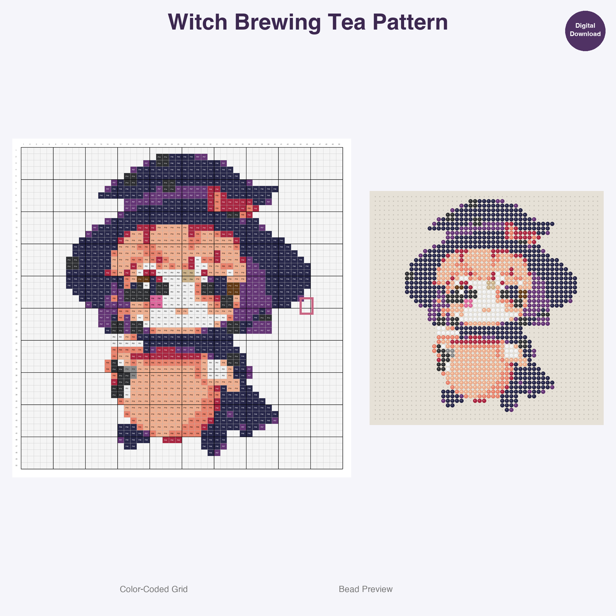 Charming Quest Companions Perler Bead Patterns, 48 Designs x 3 Grid Sizes (29x29 + 50x50 + 128x128), Fuse Bead PDF Digital Download
