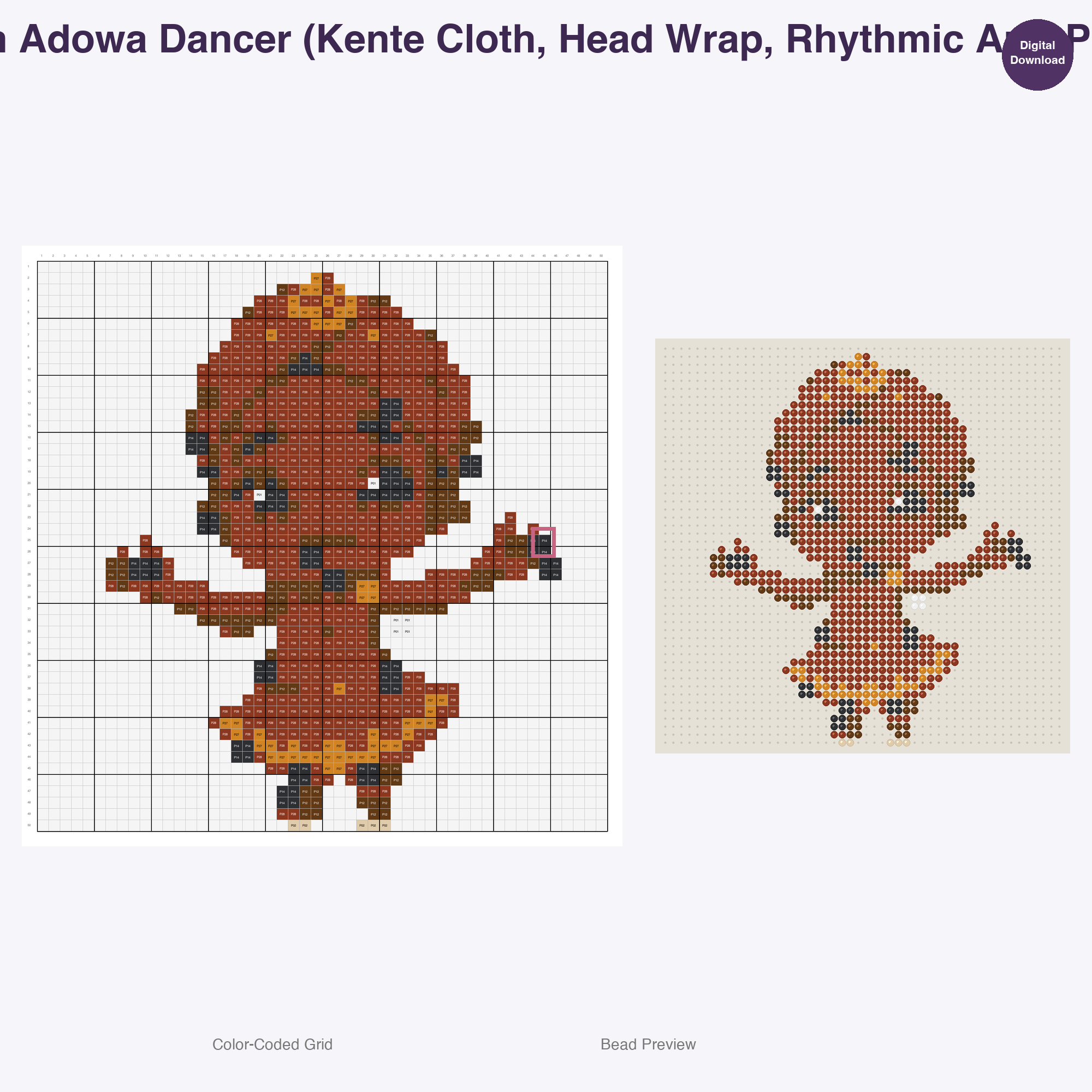 Chibi Folkloric Dancers Perler Bead Patterns, 48 Designs x 3 Grid Sizes (29x29 + 50x50 + 128x128), Fuse Bead PDF Digital Download