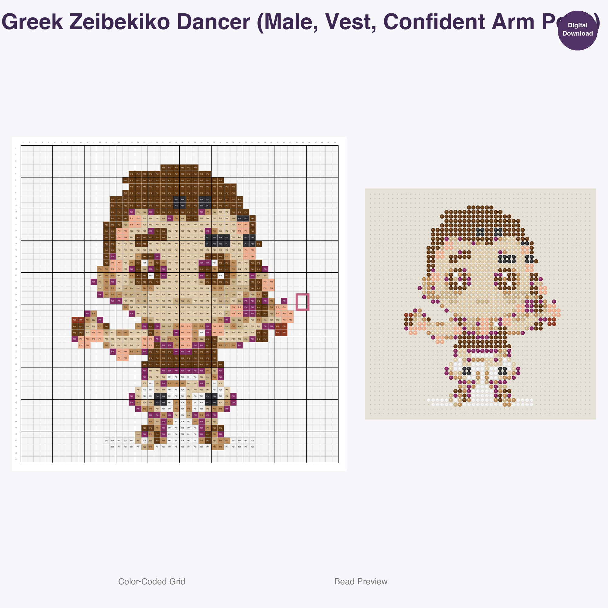 Chibi Folkloric Dancers Perler Bead Patterns, 48 Designs x 3 Grid Sizes (29x29 + 50x50 + 128x128), Fuse Bead PDF Digital Download