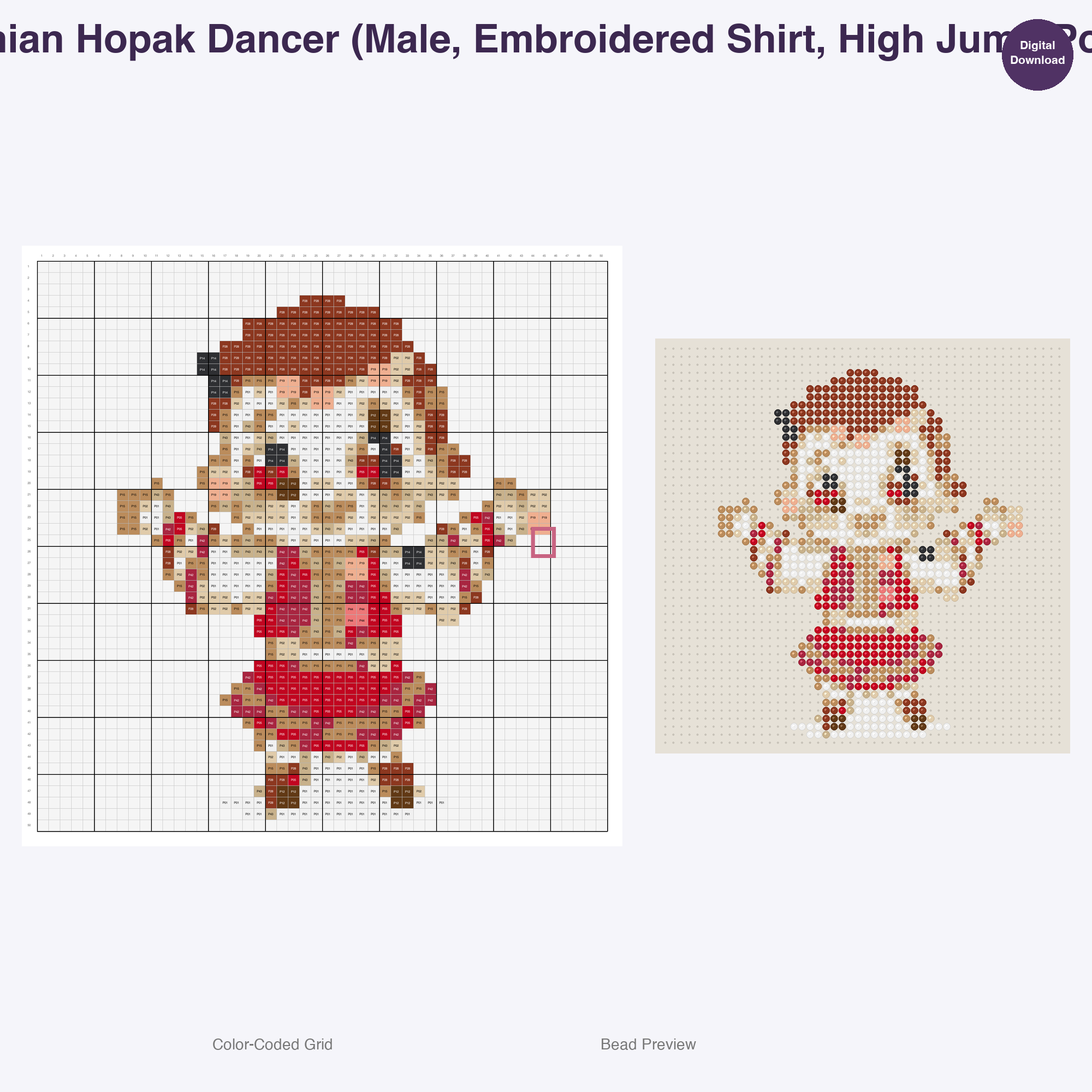 Chibi Folkloric Dancers Perler Bead Patterns, 48 Designs x 3 Grid Sizes (29x29 + 50x50 + 128x128), Fuse Bead PDF Digital Download