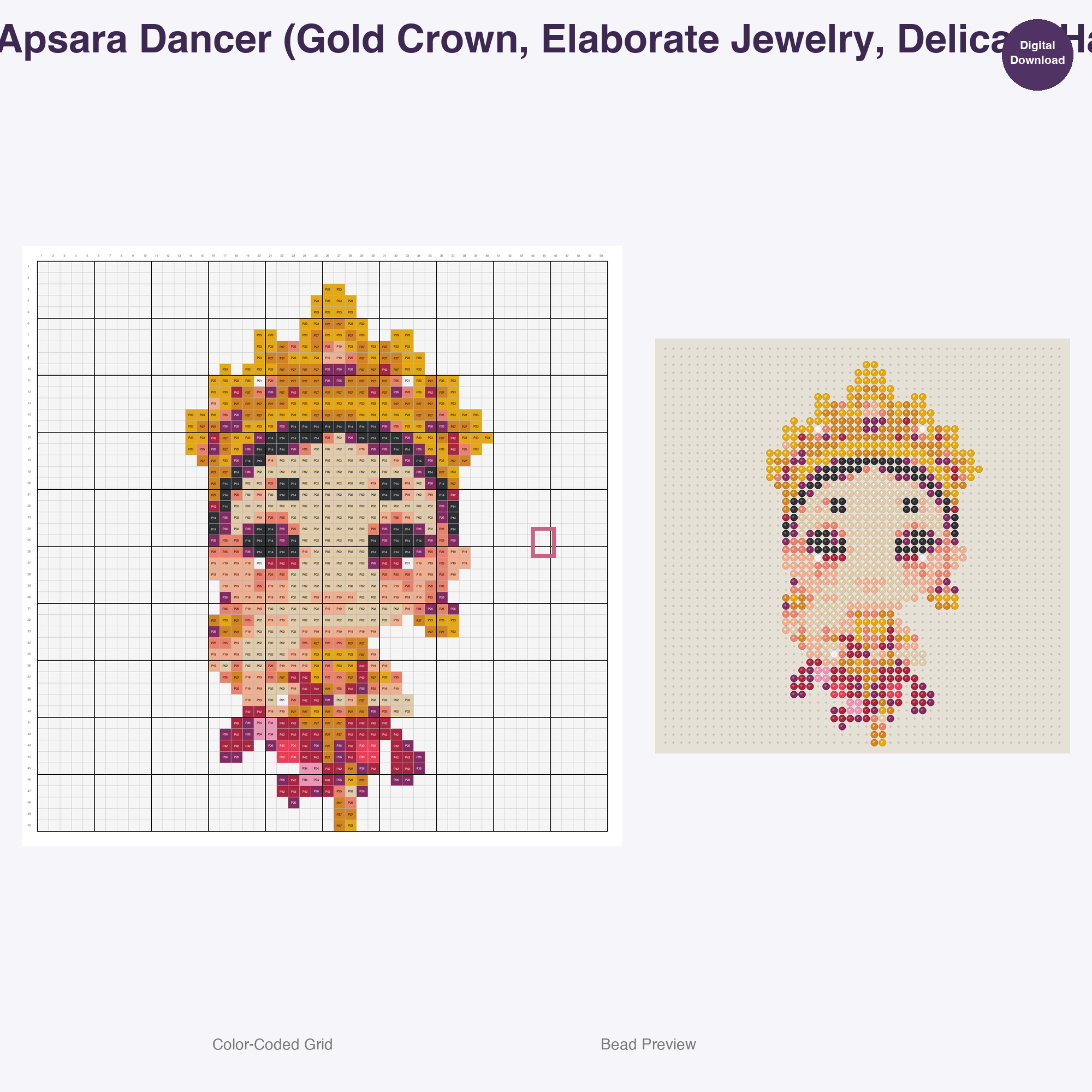 Chibi Folkloric Dancers Perler Bead Patterns, 48 Designs x 3 Grid Sizes (29x29 + 50x50 + 128x128), Fuse Bead PDF Digital Download