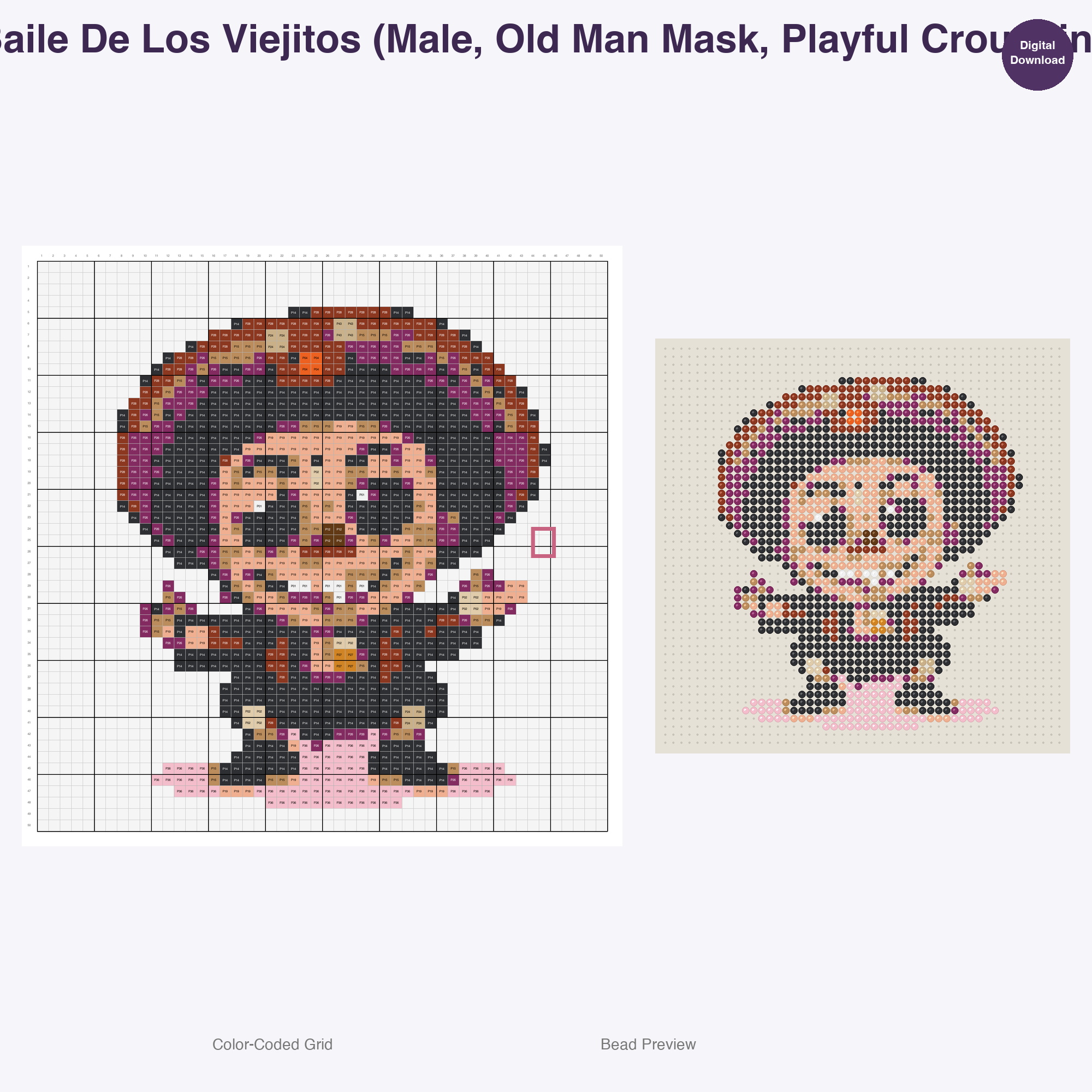 Chibi Folkloric Dancers Perler Bead Patterns, 48 Designs x 3 Grid Sizes (29x29 + 50x50 + 128x128), Fuse Bead PDF Digital Download