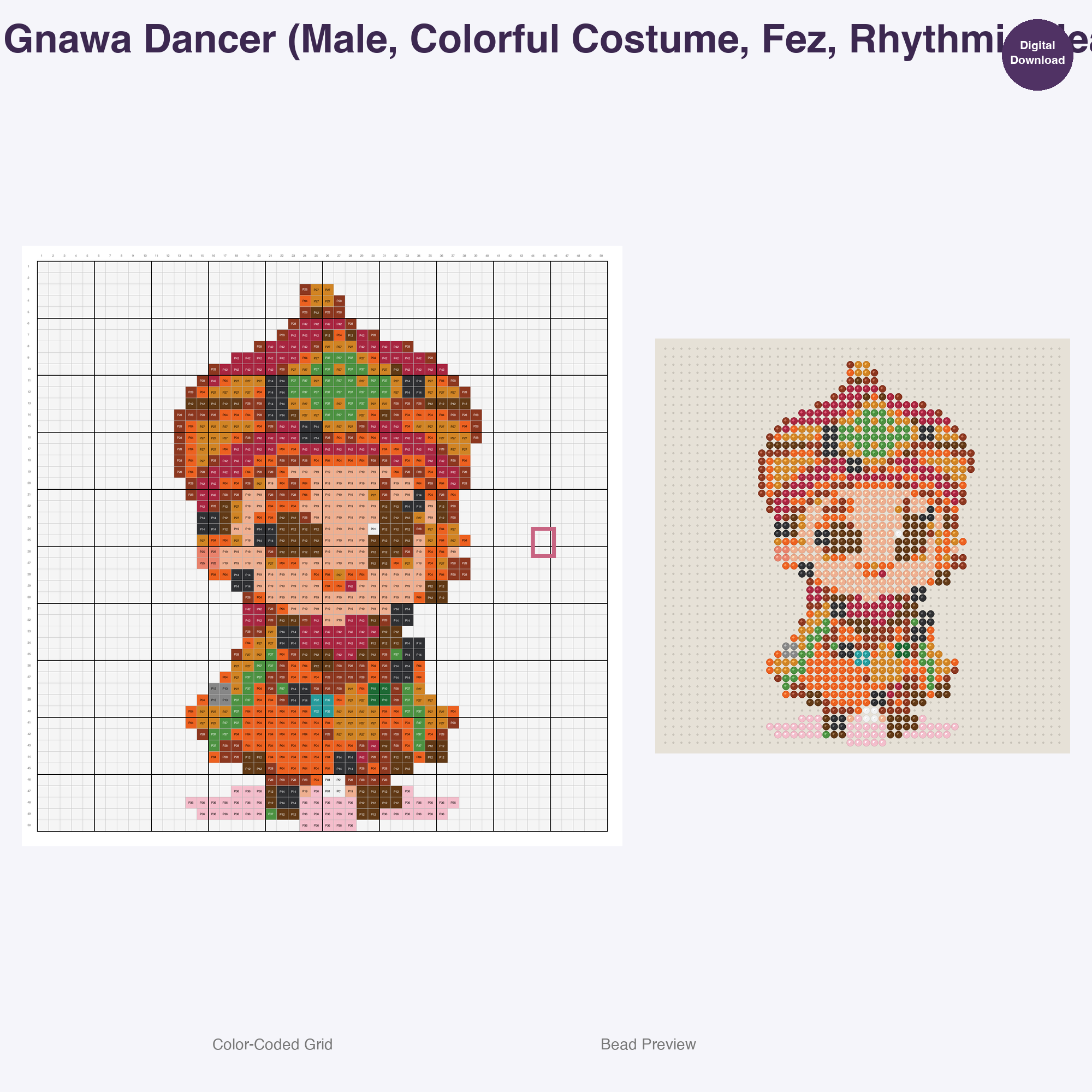 Chibi Folkloric Dancers Perler Bead Patterns, 48 Designs x 3 Grid Sizes (29x29 + 50x50 + 128x128), Fuse Bead PDF Digital Download