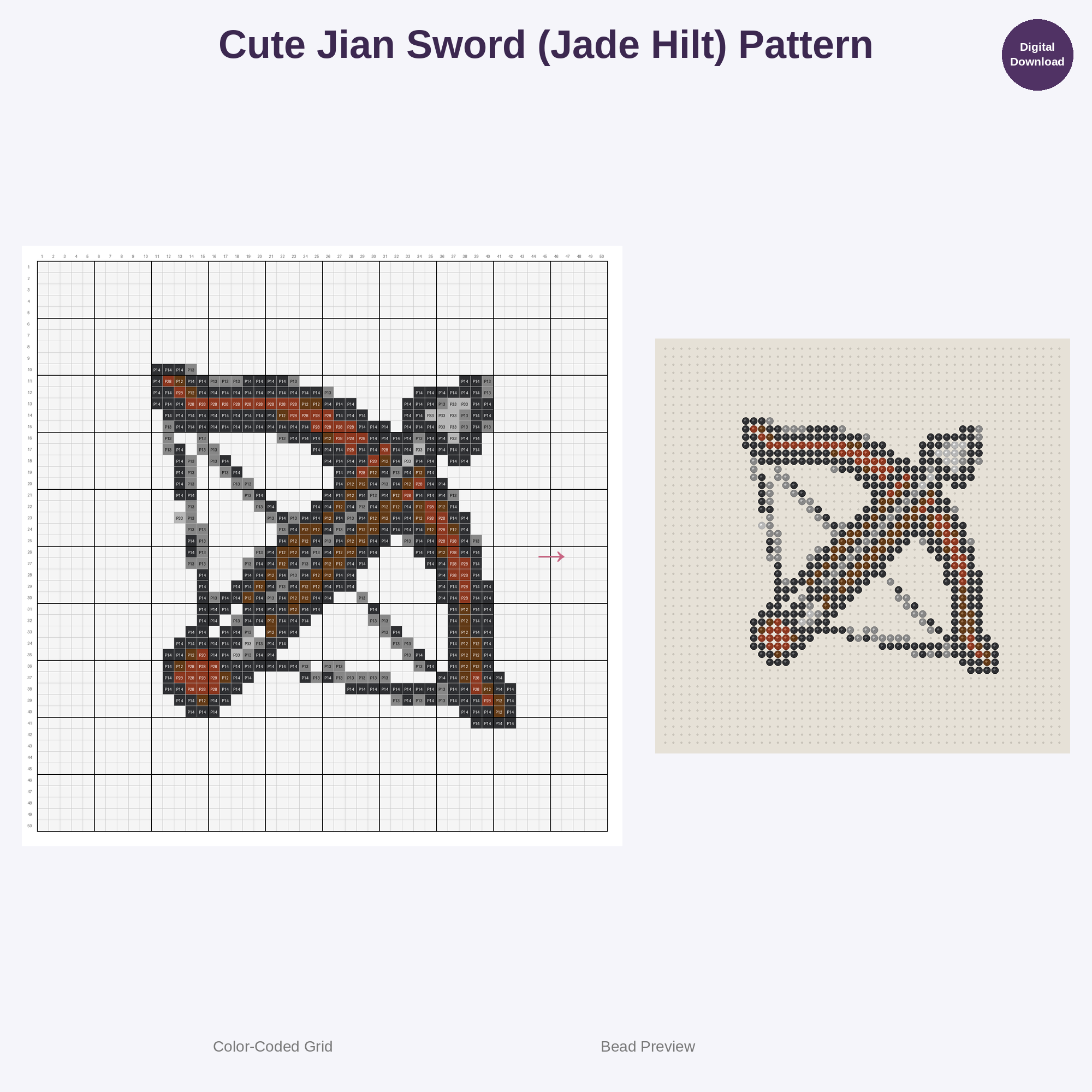 Chibi Warrior Gear & Accessories Perler Bead Patterns Bundle, 48 Designs (PDF Digital Download)